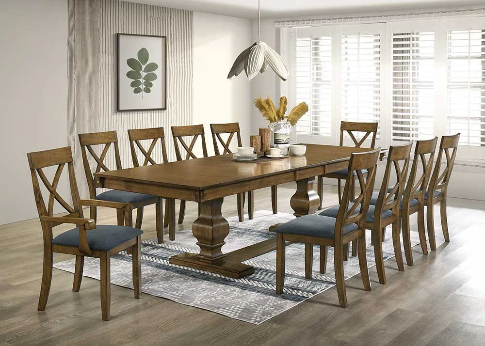 2694-oak-double-pedestal-11-piece-extension-dining-set-with-x-back-chairs-1.webp Oak Double-Pedestal 11-Piece Extension Dining Set with X-Back Chairs
