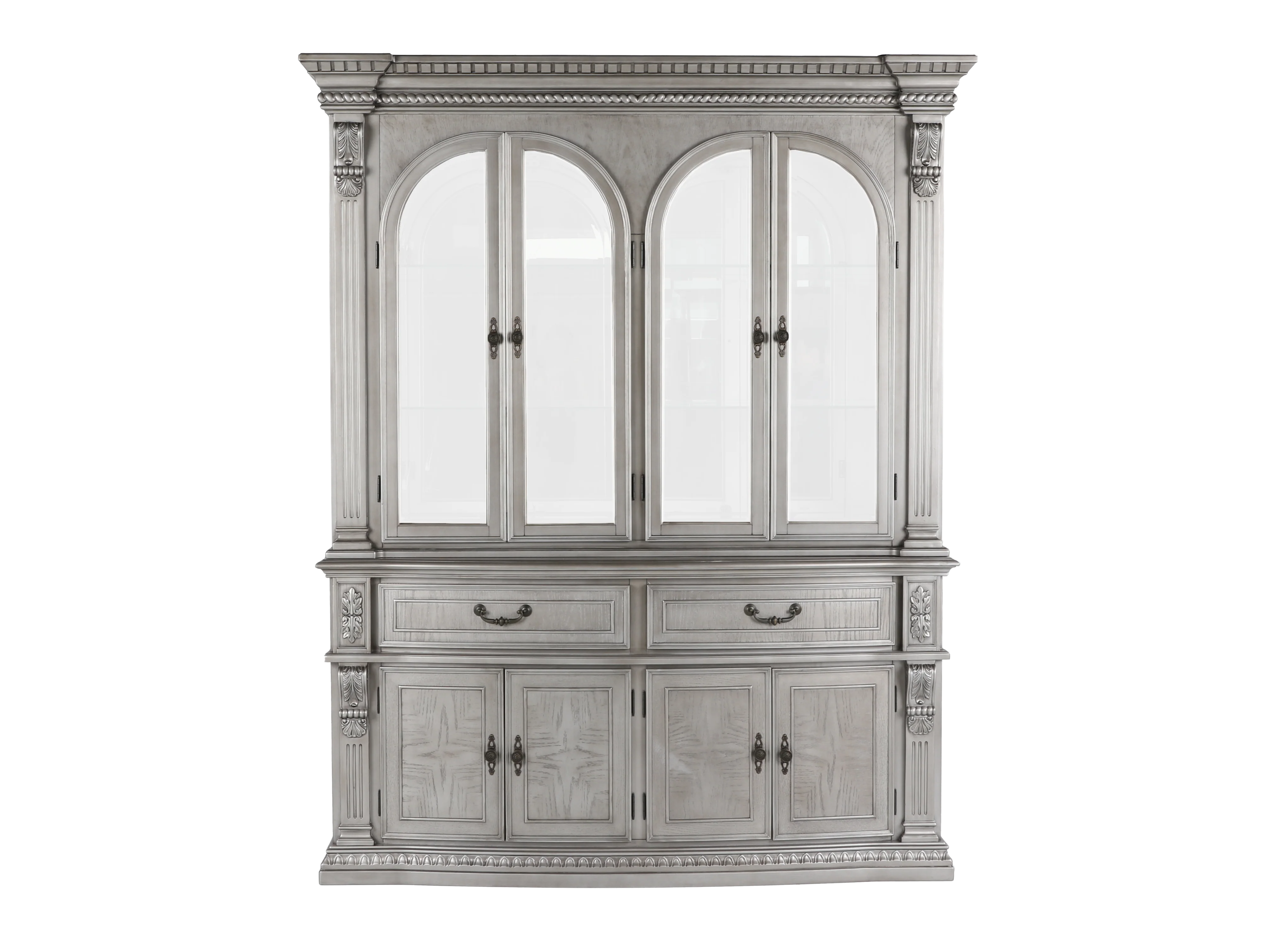 Glam Silver Buffet & Hutch China Cabinet