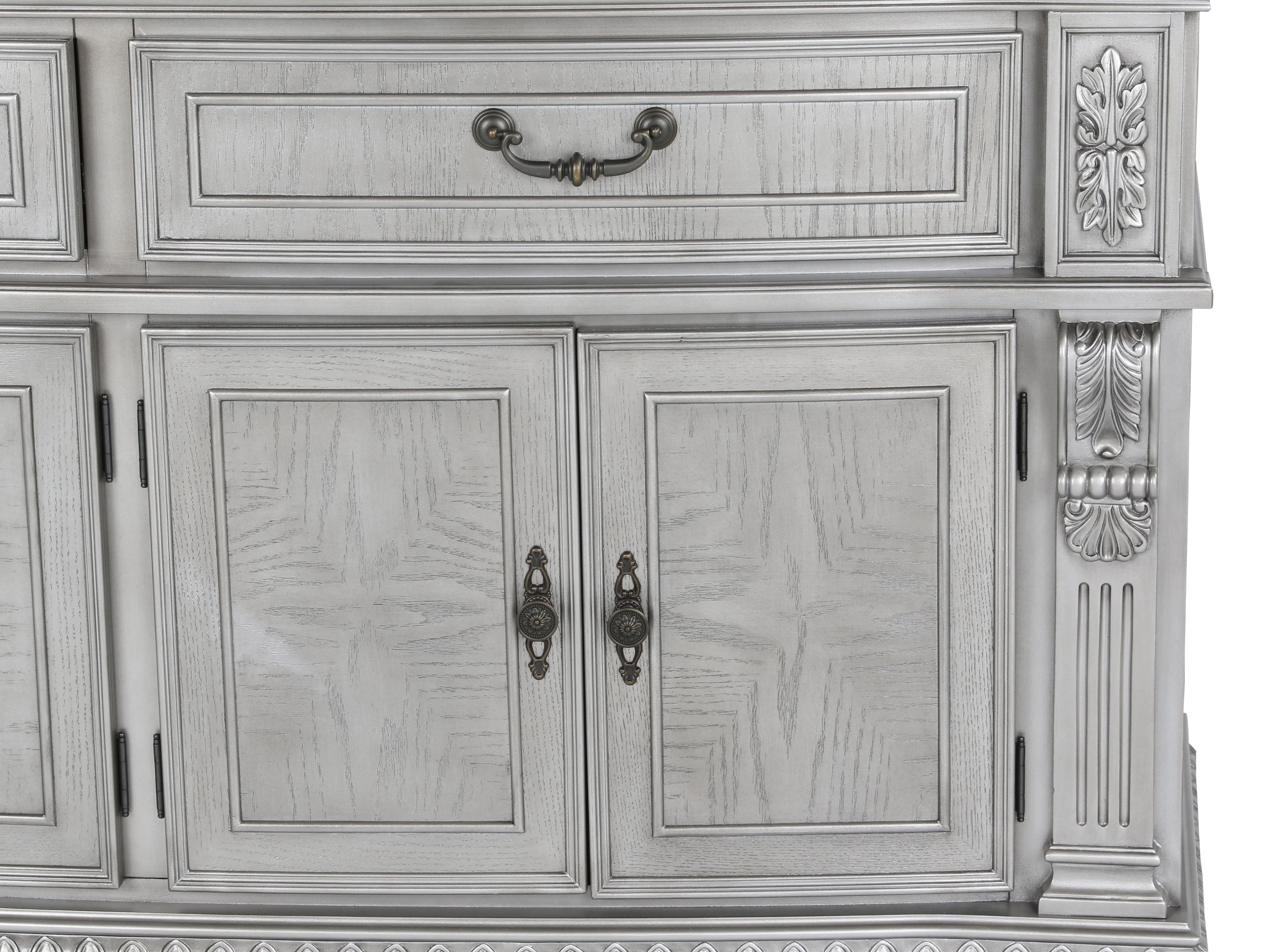 Glam Silver Buffet & Hutch China Cabinet