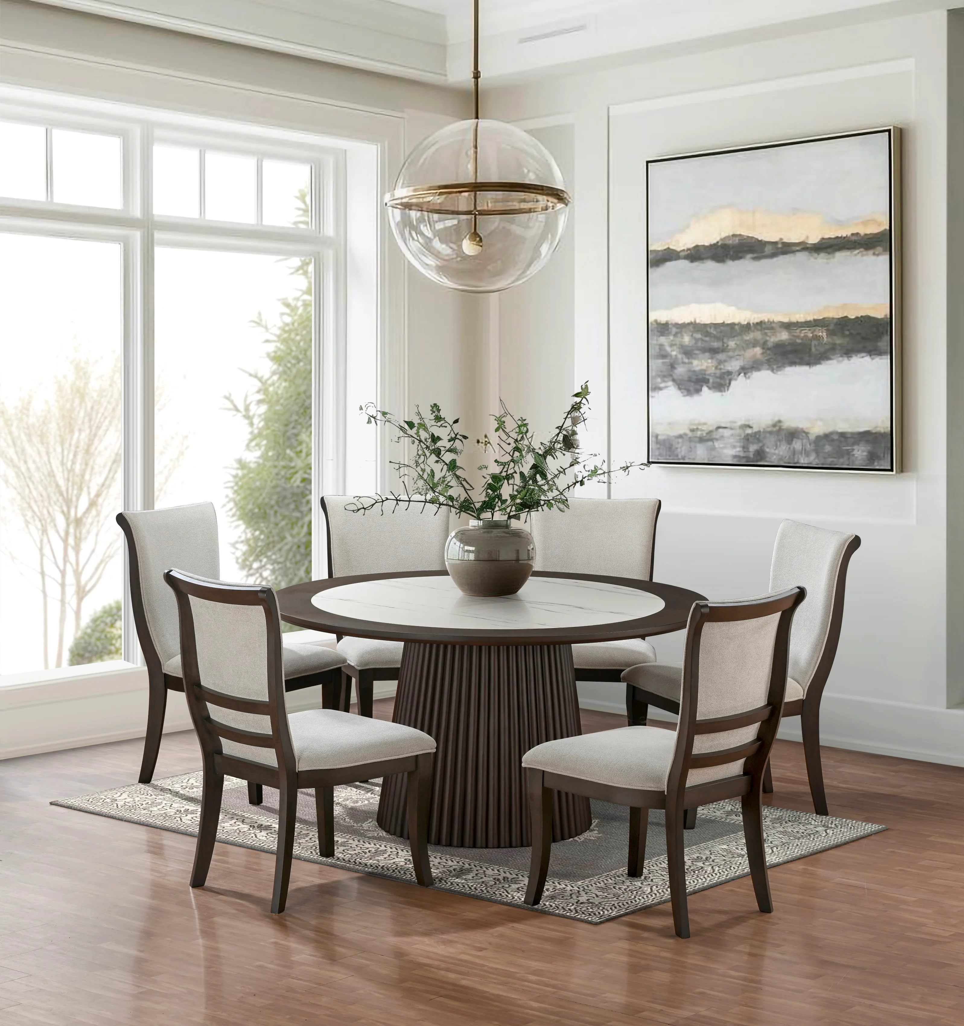 2724-dark-walnut-round-pedestal-7-piece-dining-set-1.webp Dark Walnut Round Pedestal 7-Piece Dining Set