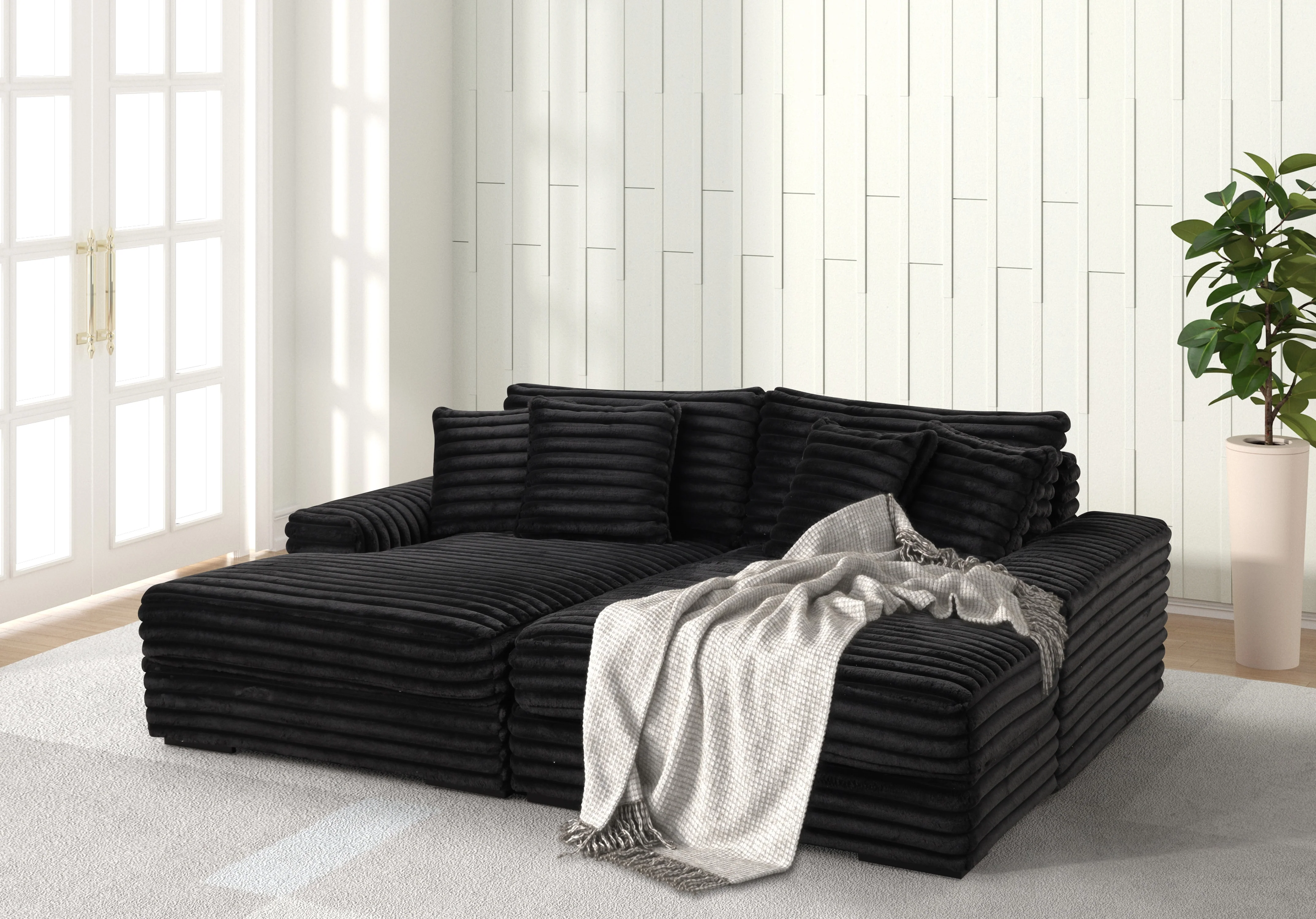 2766-midnight-black-plush-double-chaise-lounge-with-usb-port-cup-holder-2.webp Midnight Black Plush Double Chaise Lounge with USB Port & Cup Holder
