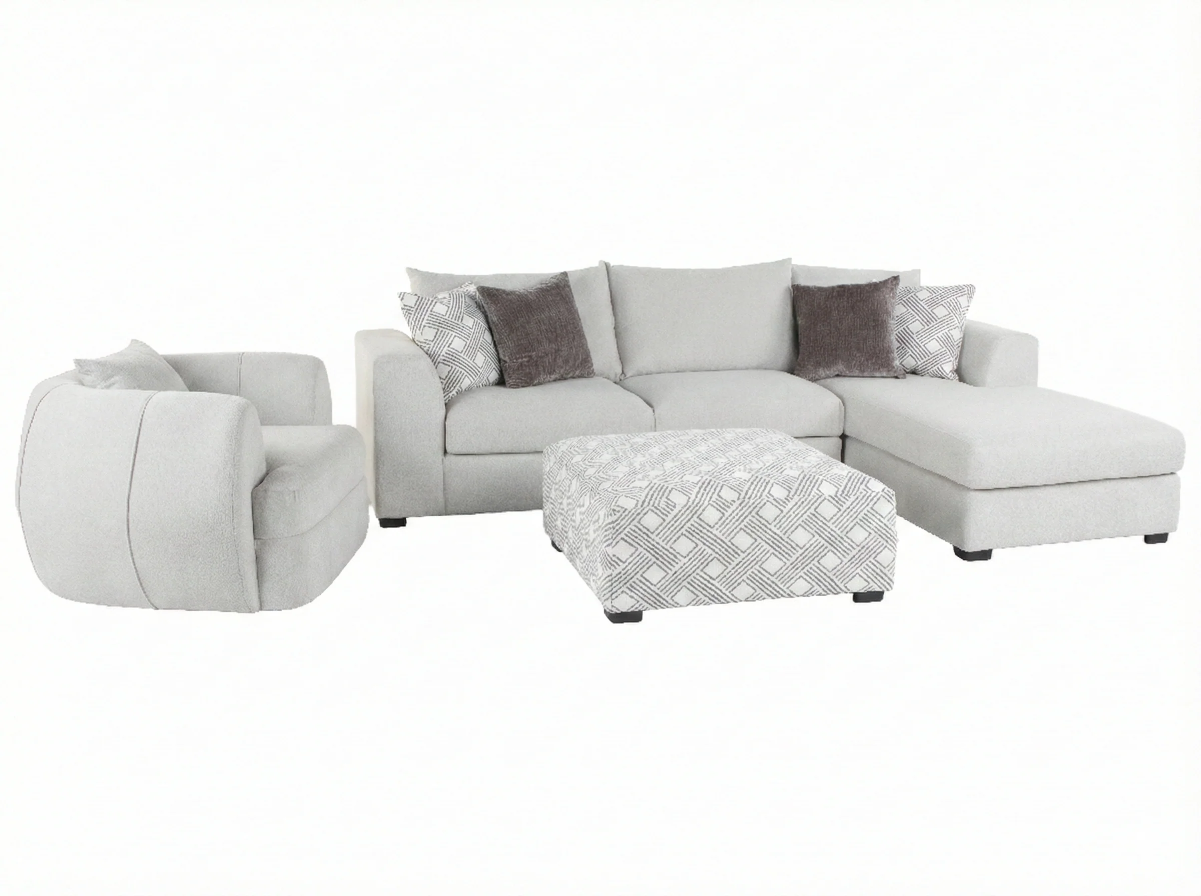 Airea Silver 2-Piece Sectional Sofa with Right-Facing Chaise