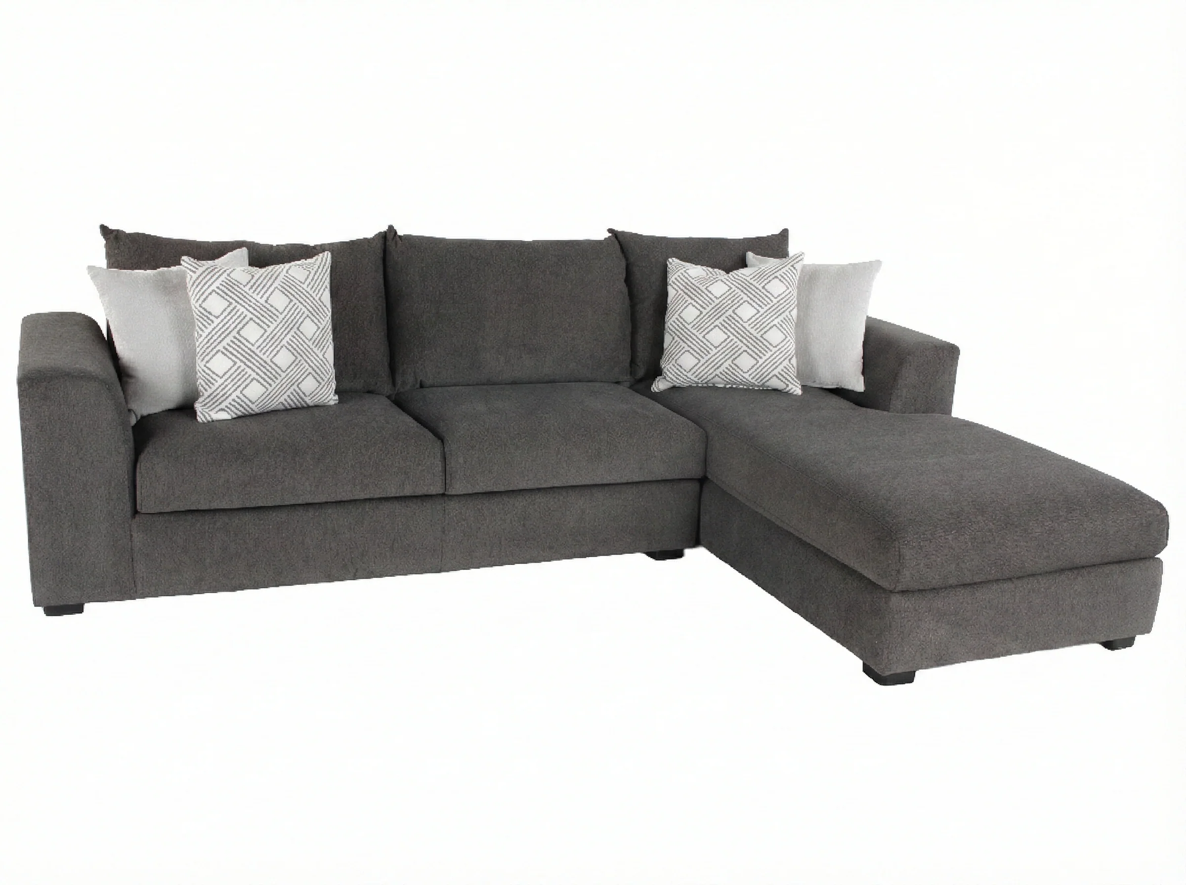 Dark Grey 2-Piece Sectional with Right-Facing Chaise