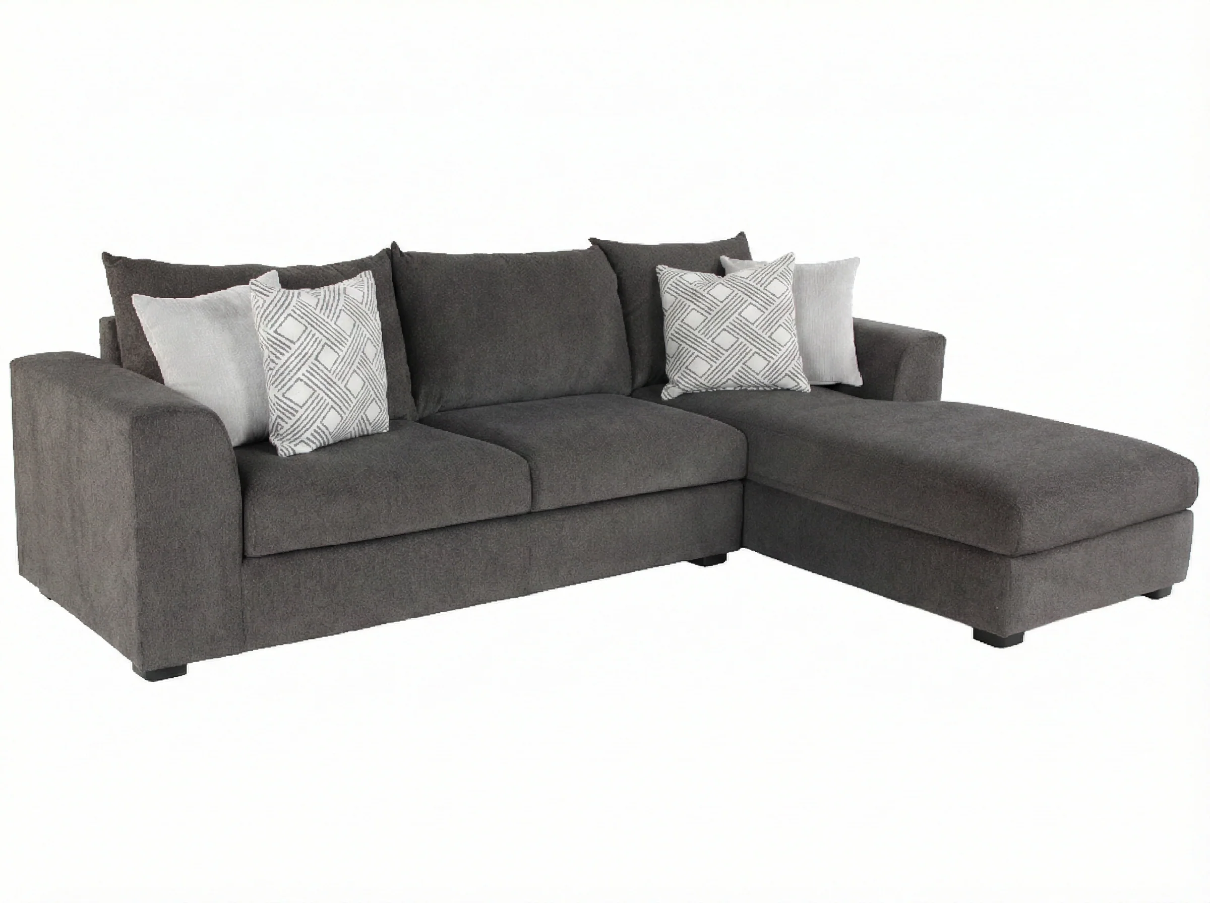 Dark Grey 2-Piece Sectional with Right-Facing Chaise