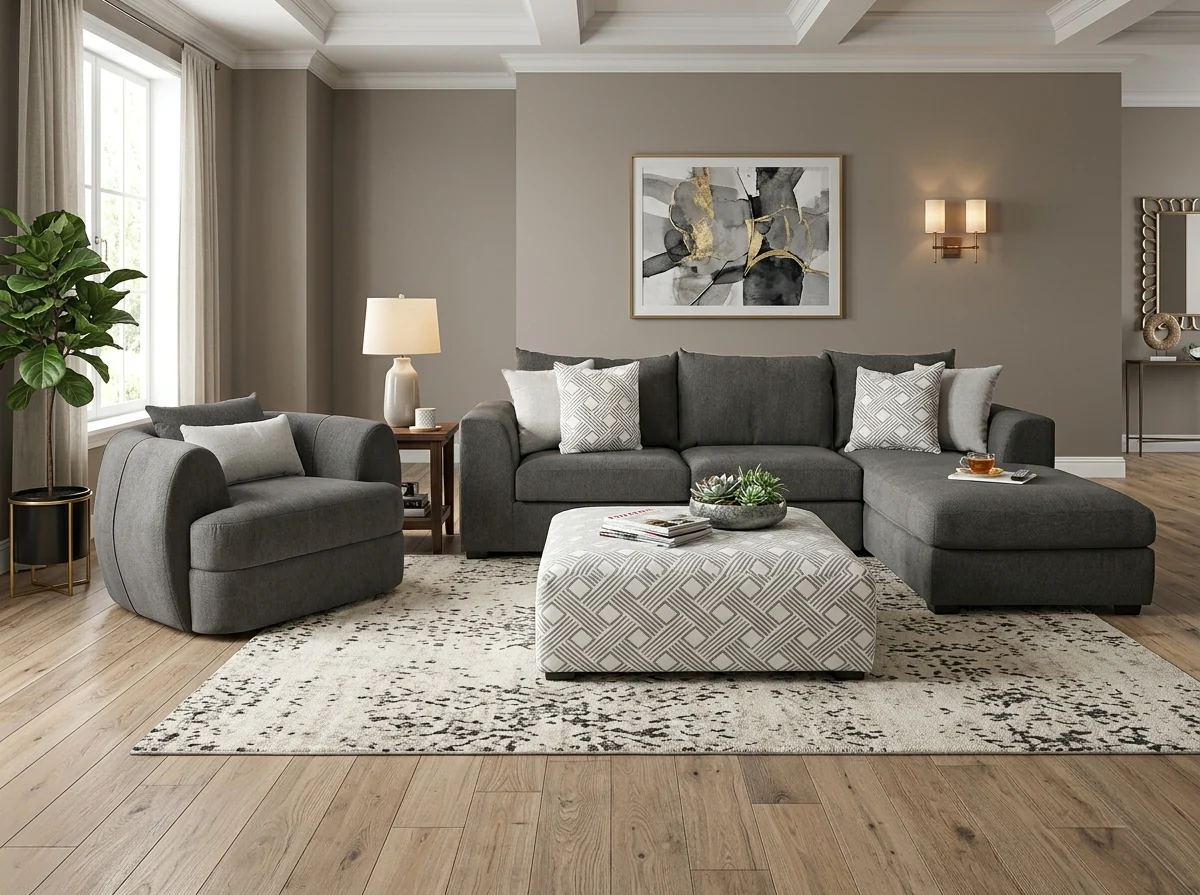 Dark Grey 2-Piece Sectional with Right-Facing Chaise