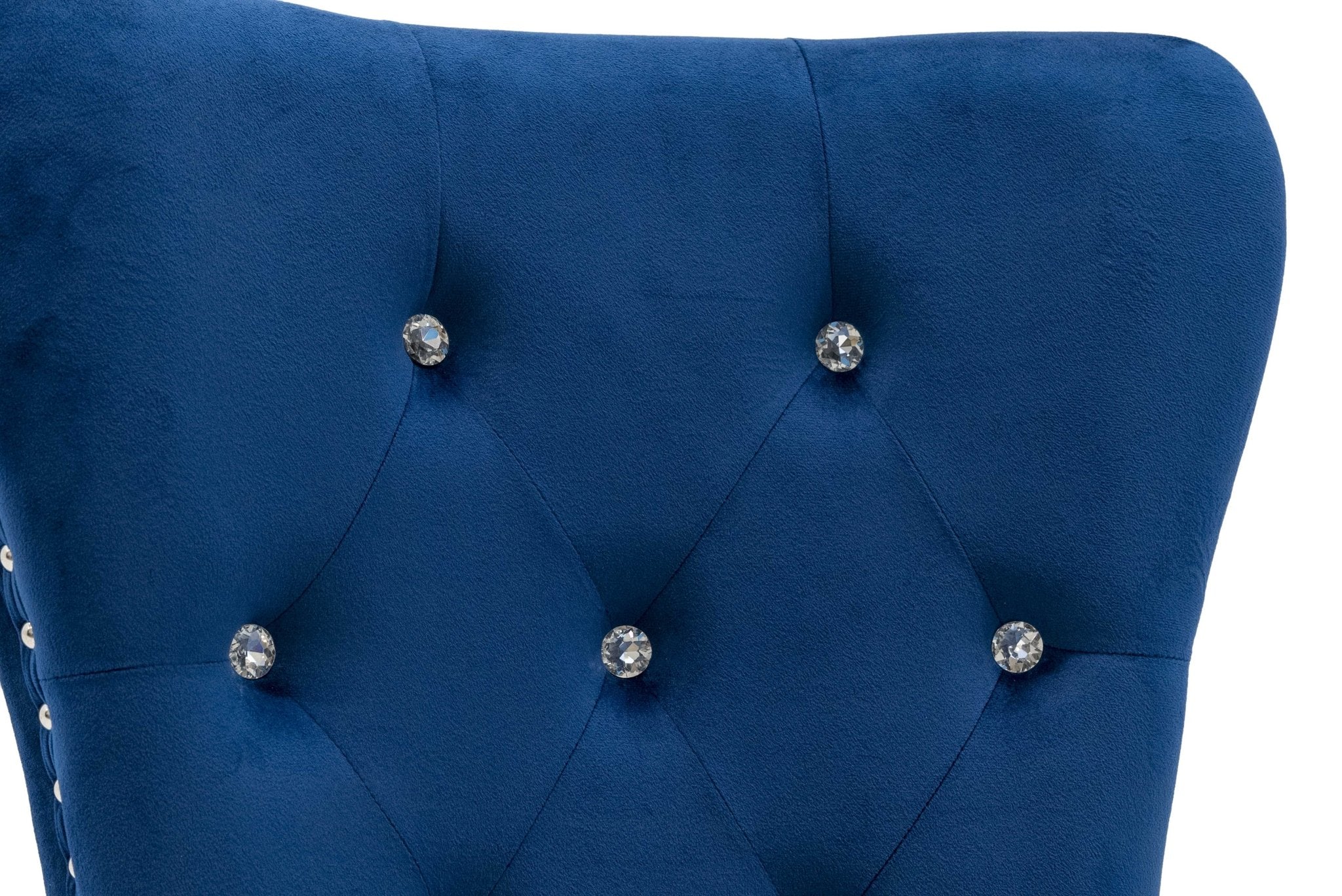 Glam 7-Piece Dining Set with Silver Table & Blue Velvet Tufted Chairs