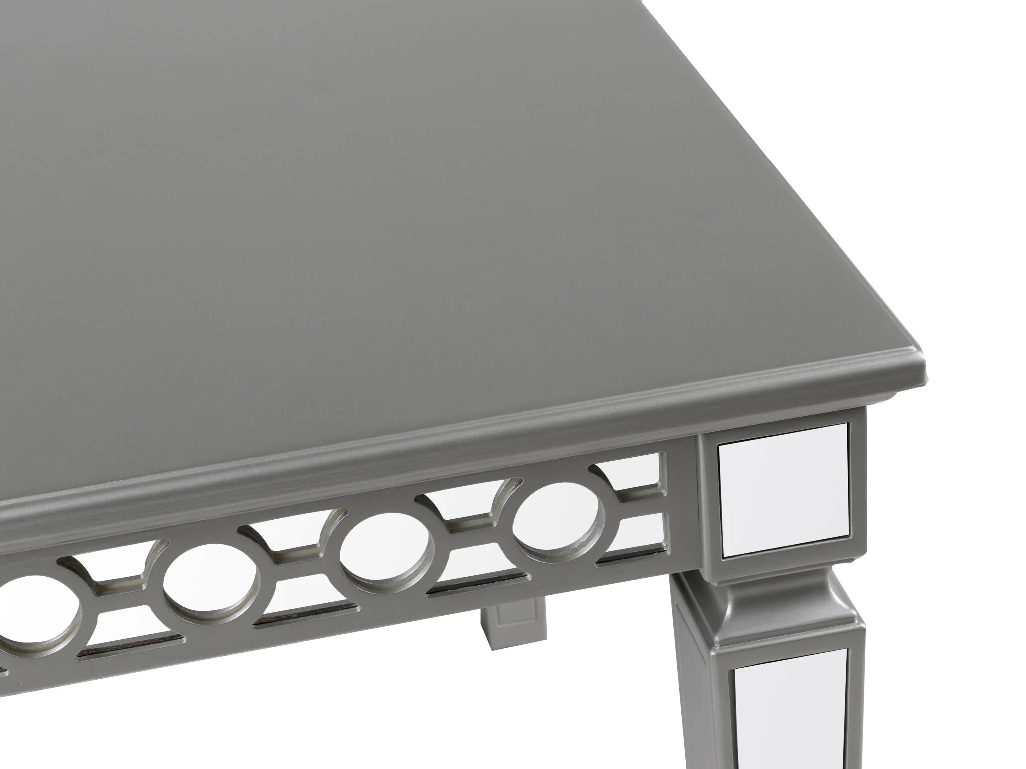 Silver Glam Extendable 7 Piece Dining Room Set with Grey Velvet Tufted Chairs