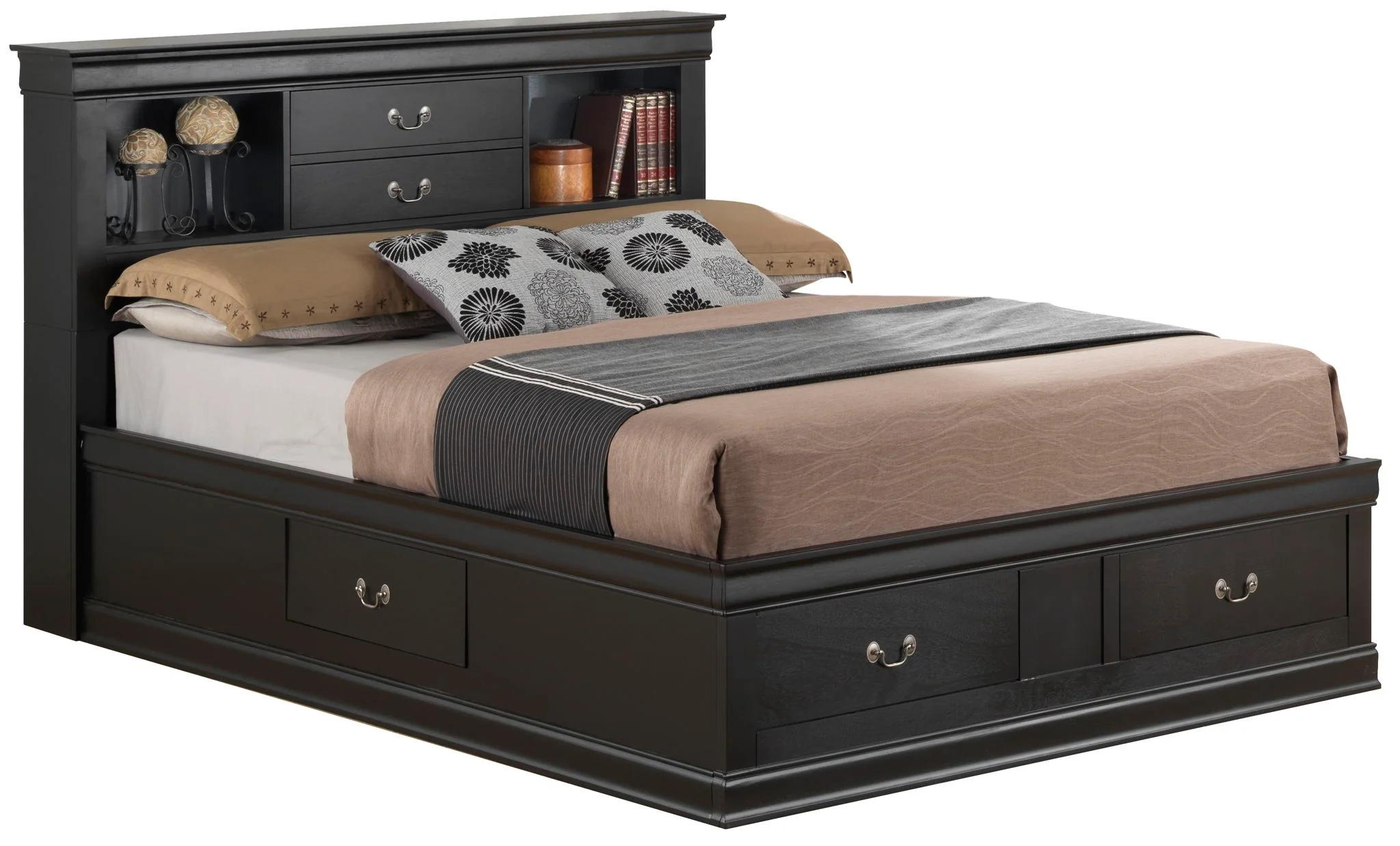 Traditional Style Bookcase Storage Bed