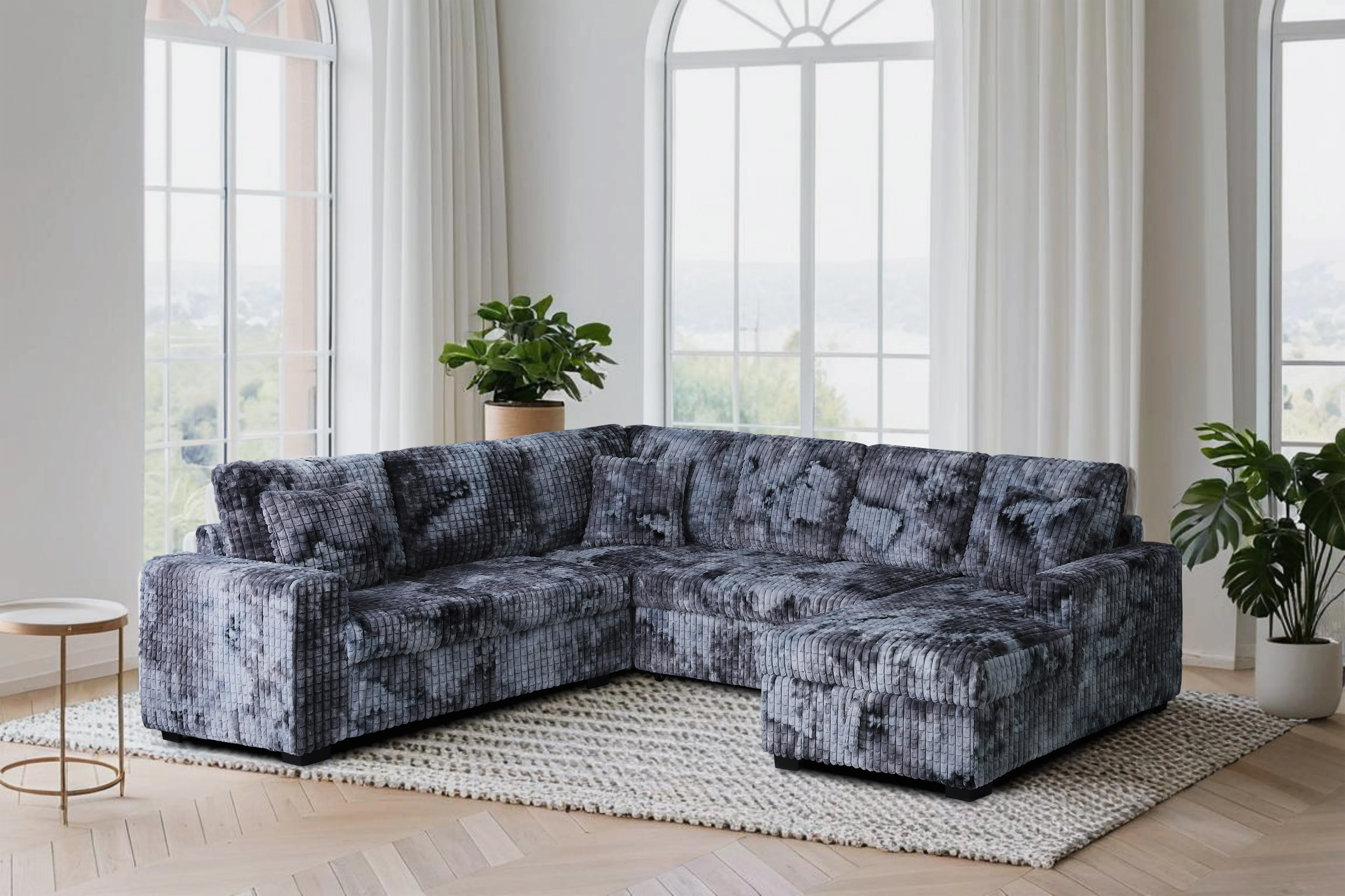 2837-grey-coduroy-3-piece-sectional-sofa-with-right-chaise-textured-plush-fabric-1.webp Grey Coduroy 3-Piece Sectional Sofa with Right Chaise — Textured Plush Fabric