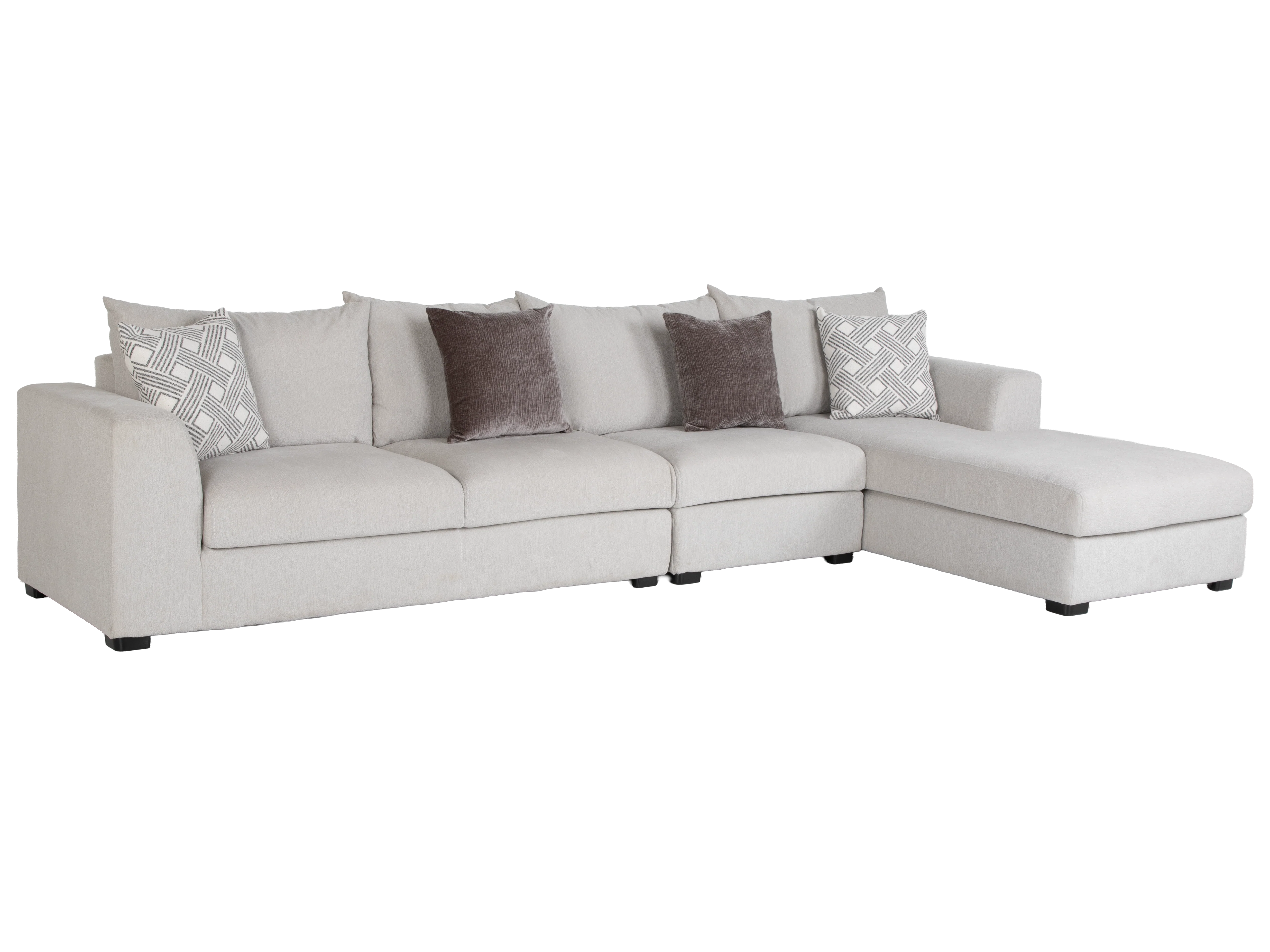 Airea Silver 3-Piece Sectional Sofa with Right-Facing Chaise