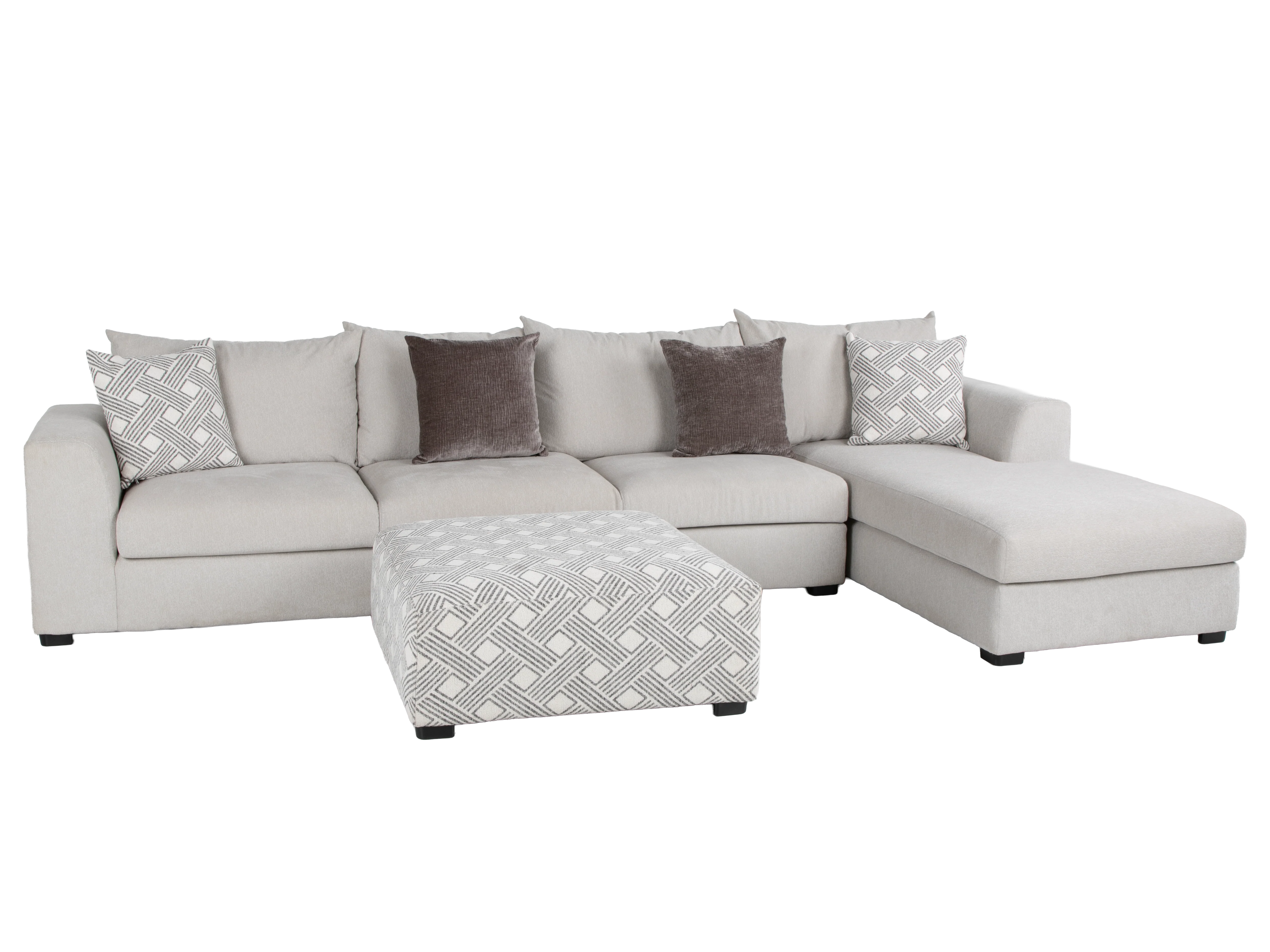 Airea Silver 3-Piece Sectional Sofa with Right-Facing Chaise