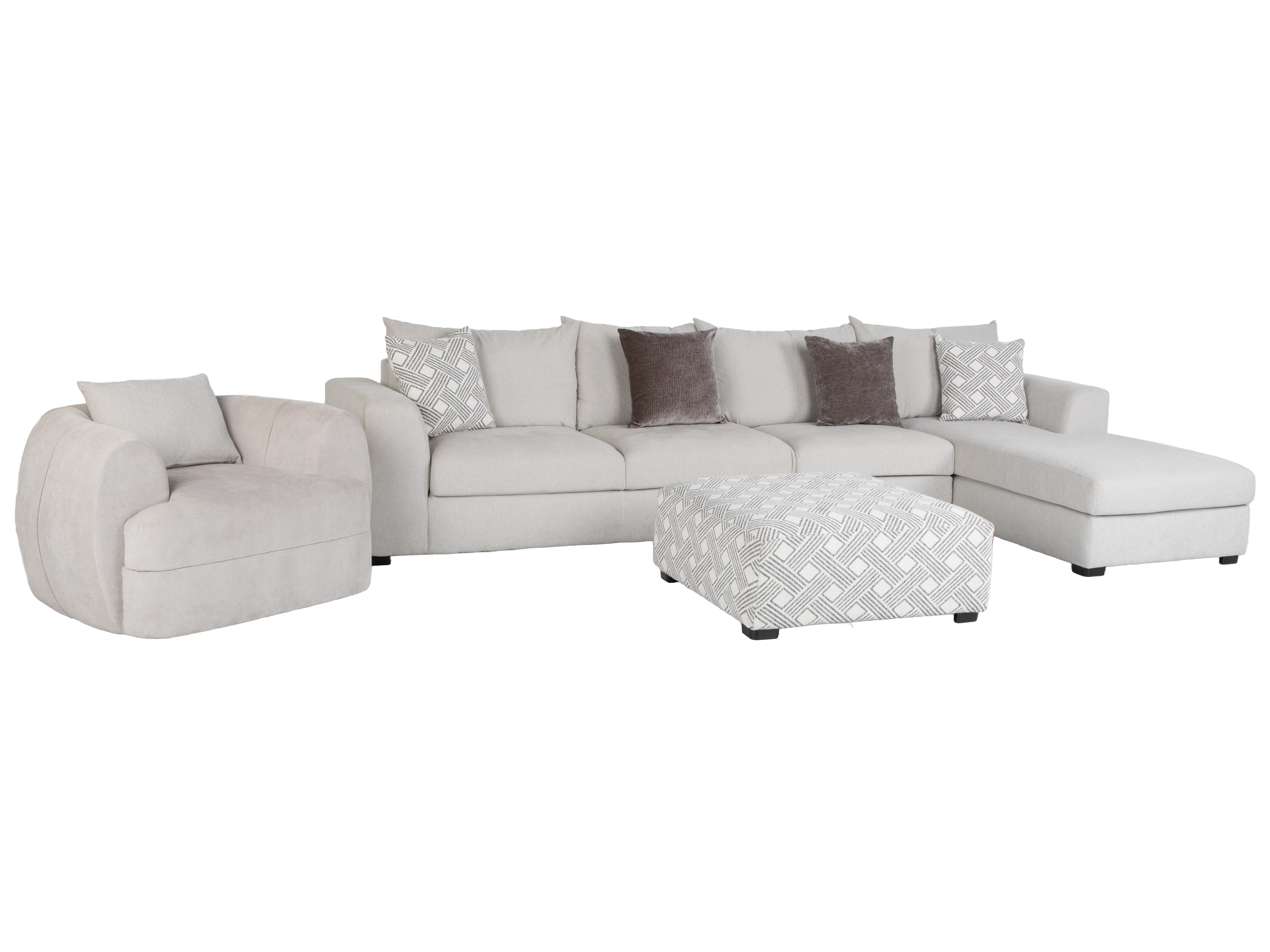 Airea Silver 3-Piece Sectional Sofa with Right-Facing Chaise