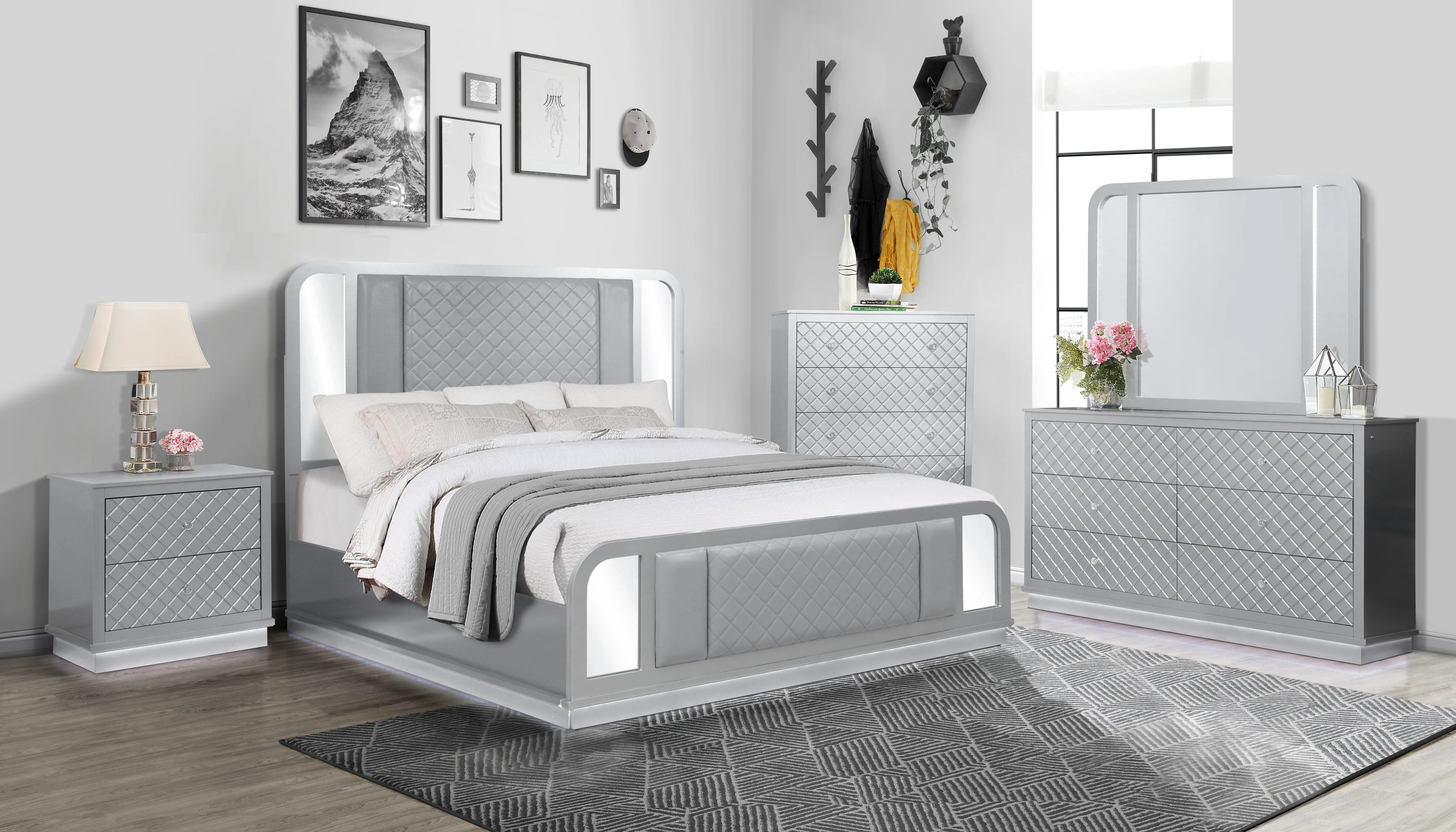 2843-silver-led-upholstered-panel-6-piece-bedroom-set-with-checkered-drawer-design-1.webp Silver LED Upholstered Panel 6-Piece Bedroom Set with Checkered Drawer Design