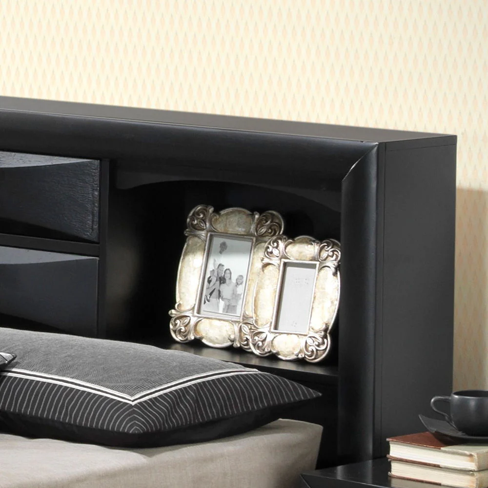 Modern Design Storage Bed With Bookcase Headboard
