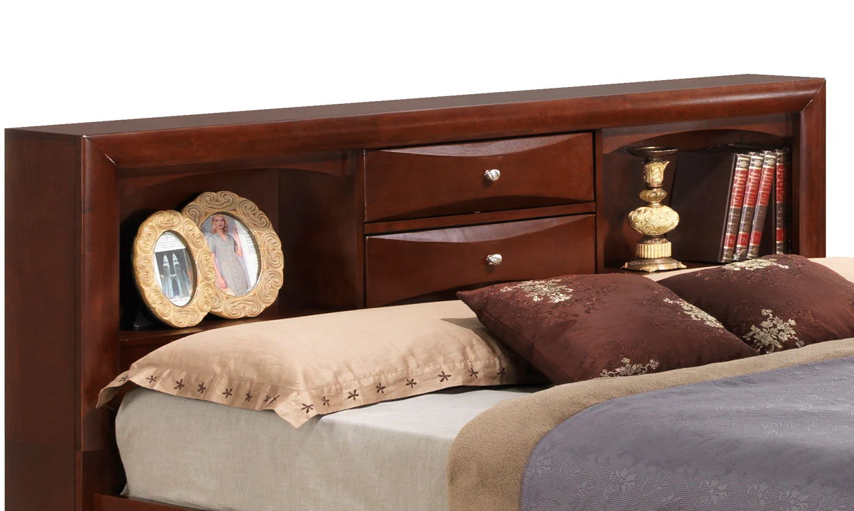 Modern Design Storage Bed With Bookcase Headboard
