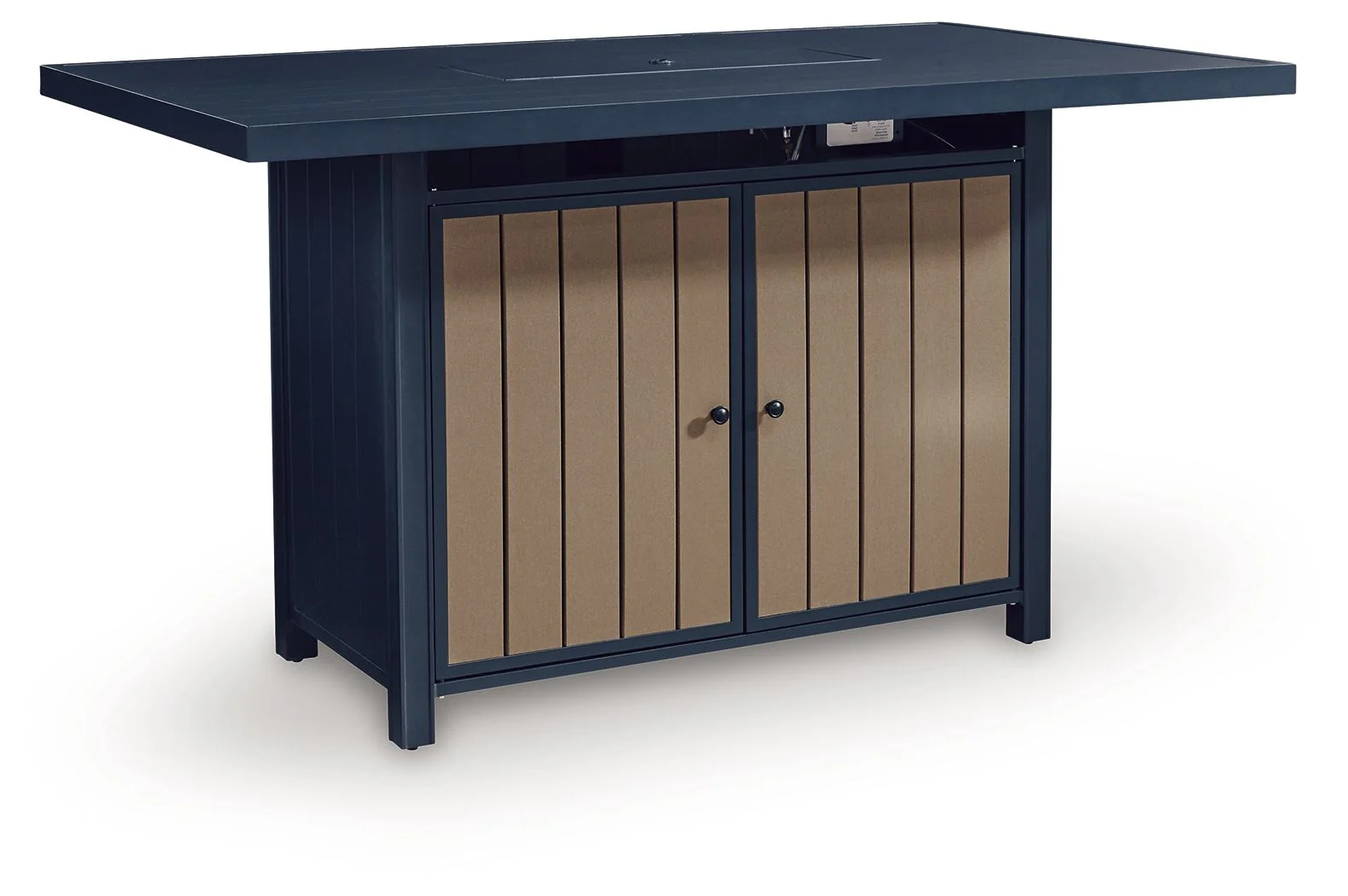 2916-east-beach-rectangular-bar-table-with-fire-pit-blue-1.webp East Beach - Rectangular Bar Table With Fire Pit - Blue