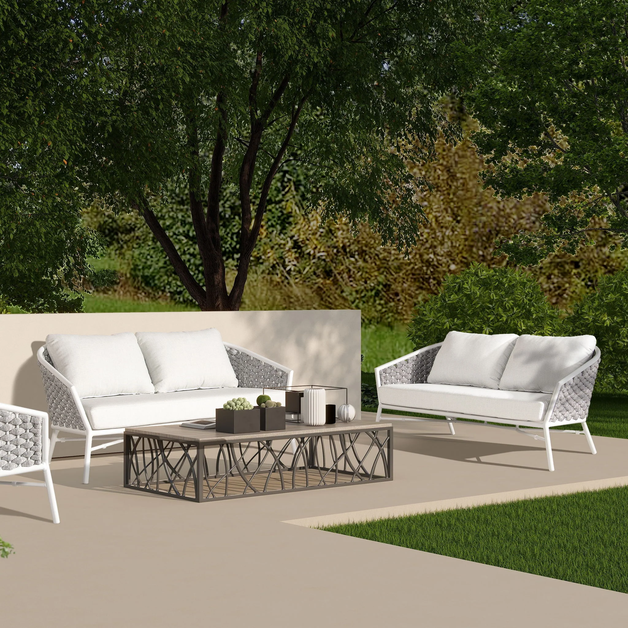 2918-rowan-rope-barrel-back-patio-conversation-loveseat-sofa-optic-white-1.webp Rowan - Rope Barrel Back Patio Conversation Loveseat Sofa - Optic White