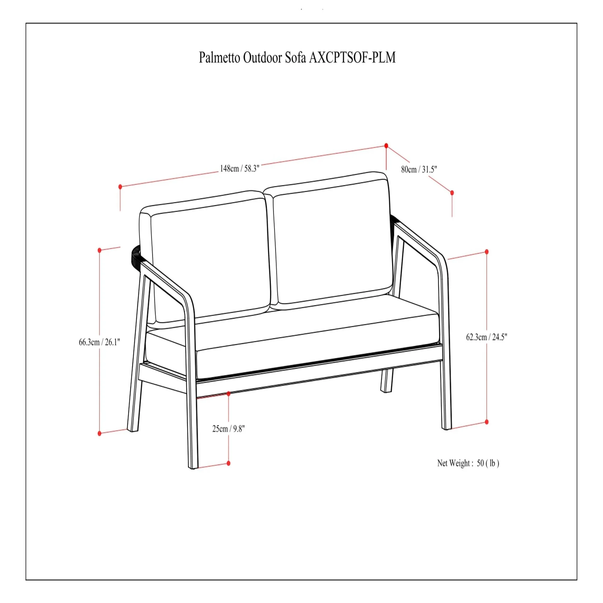 Palmetto - Outdoor Sofa - Stone Gray