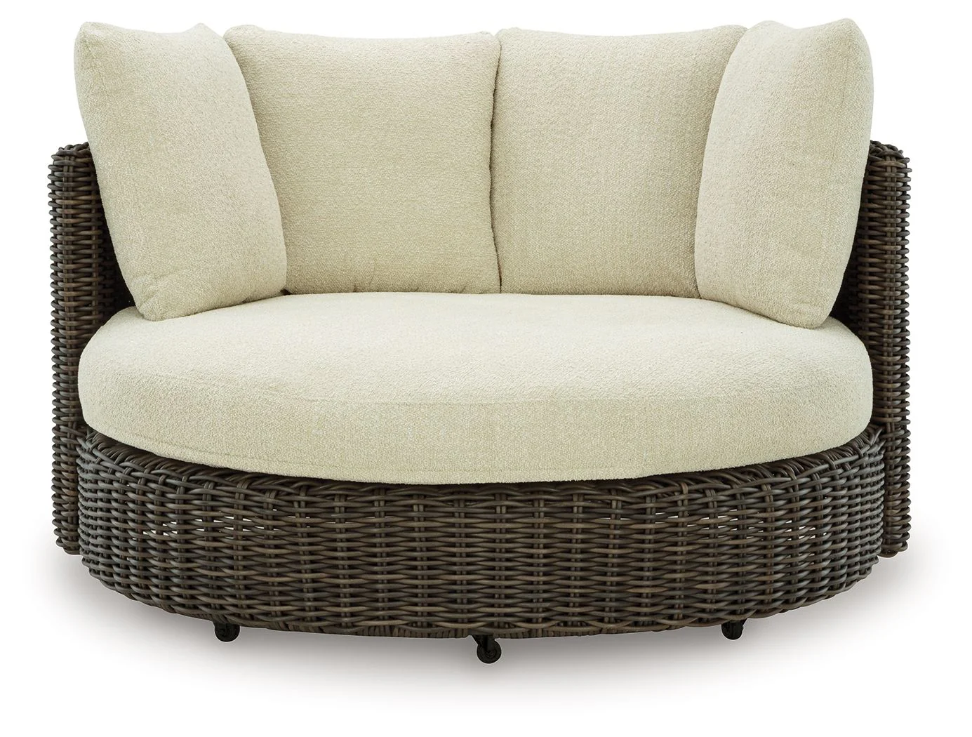 Kimora - Swivel Lounge Chair With Cushion - Beige / Dark Brown