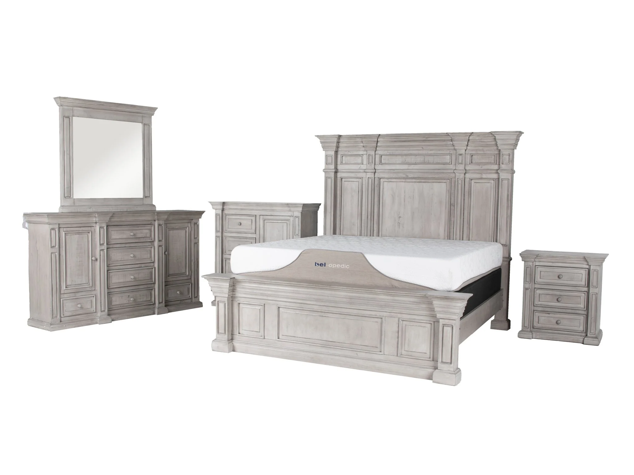 Farmhouse Aspen Gray Solid Wood 6-Piece Bedroom Set