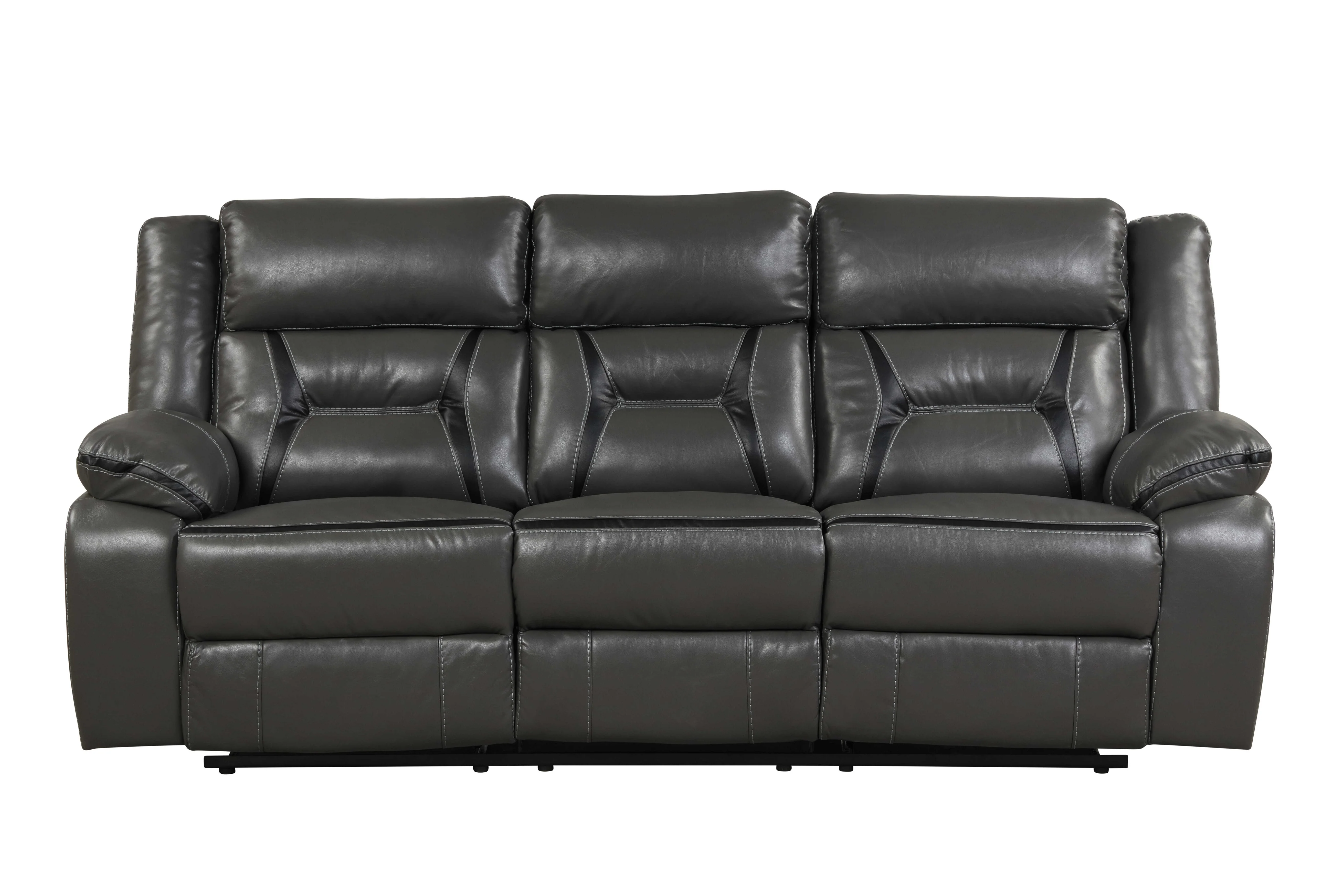 Charcoal Gray Reclining 3-Piece Living Room Set w/ Console Cup Holders