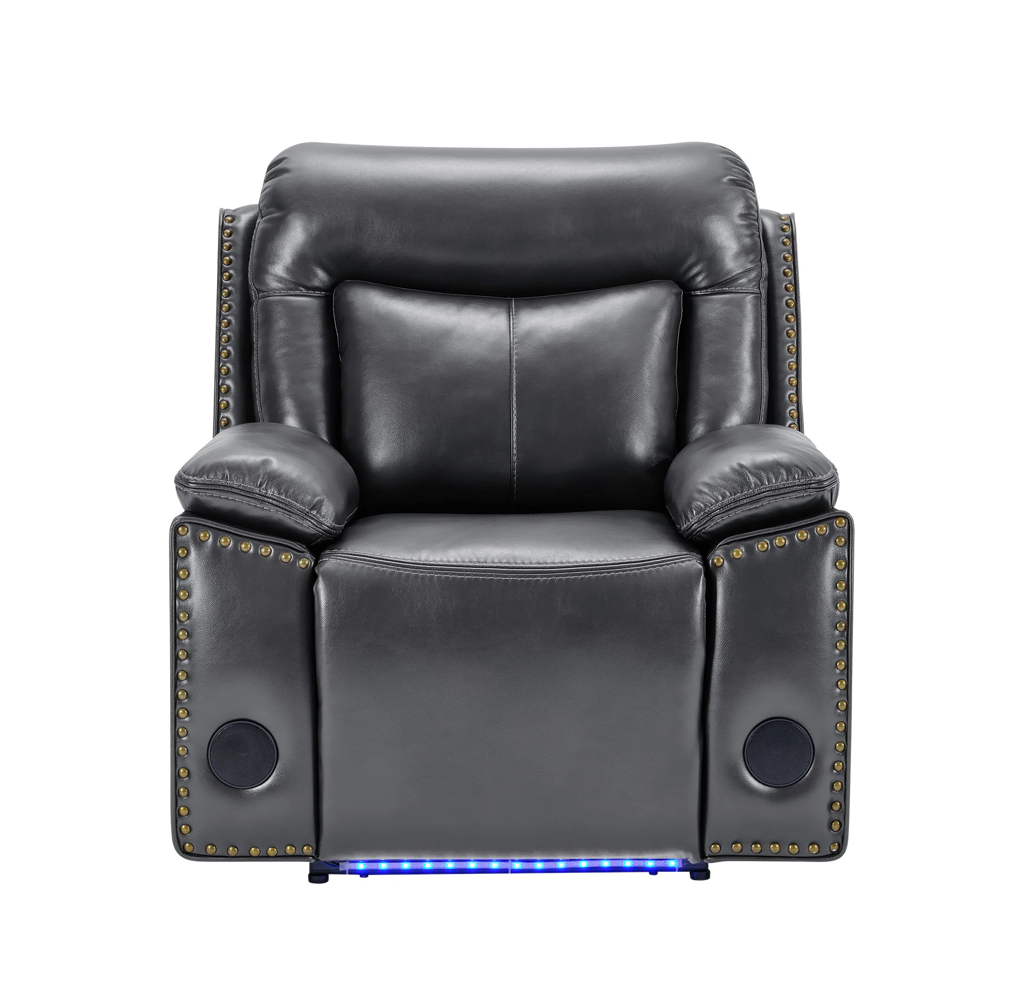 3-Piece Power Reclining Living Room Set with Stationary Loveseat & LED Accent Lighting (Charcoal)