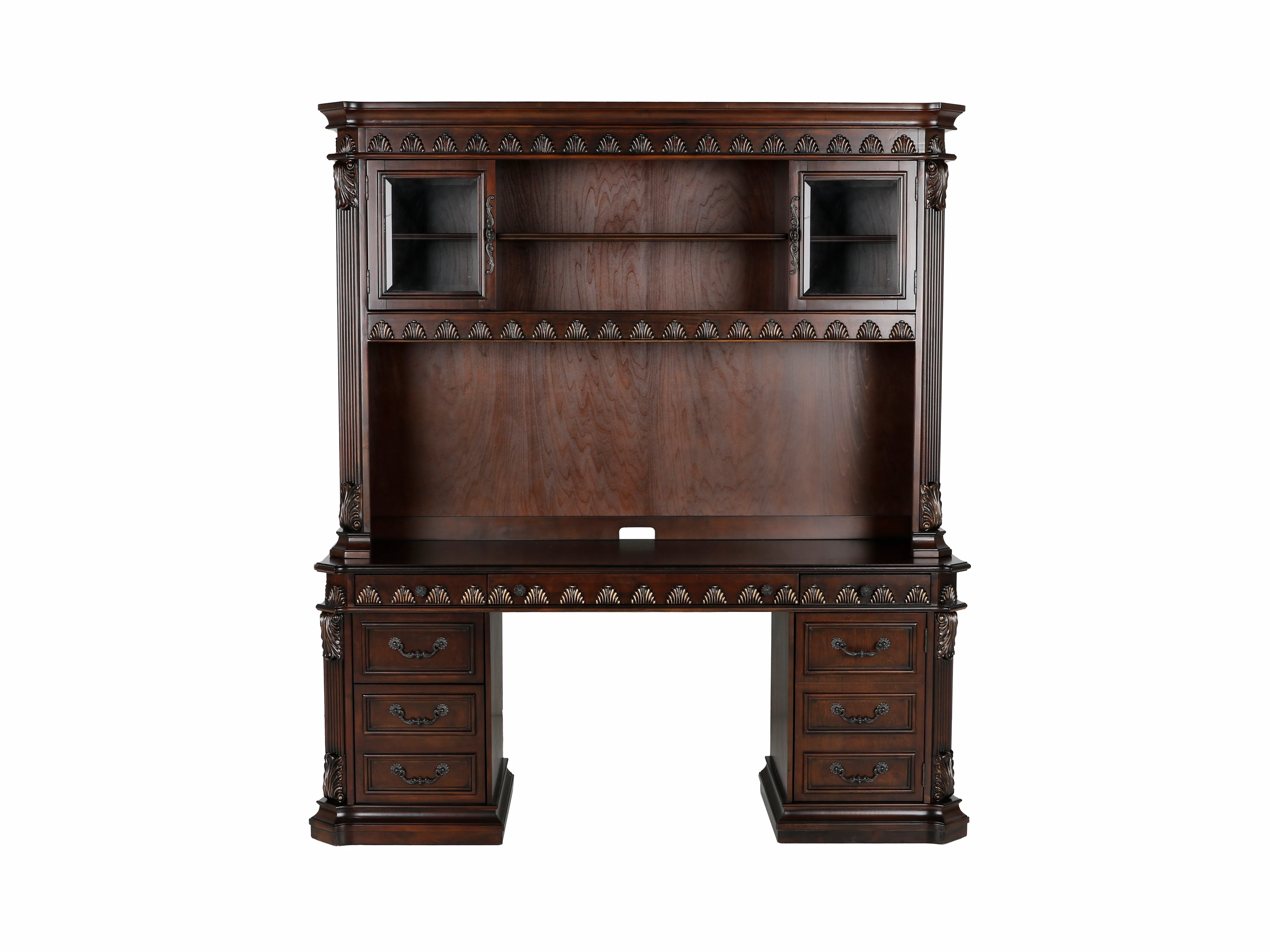 2984-traditional-executive-desk-with-hutch-and-glass-door-storage-in-dark-brown-1.webp Traditional Executive Desk with Hutch and Glass Door Storage in Dark Brown