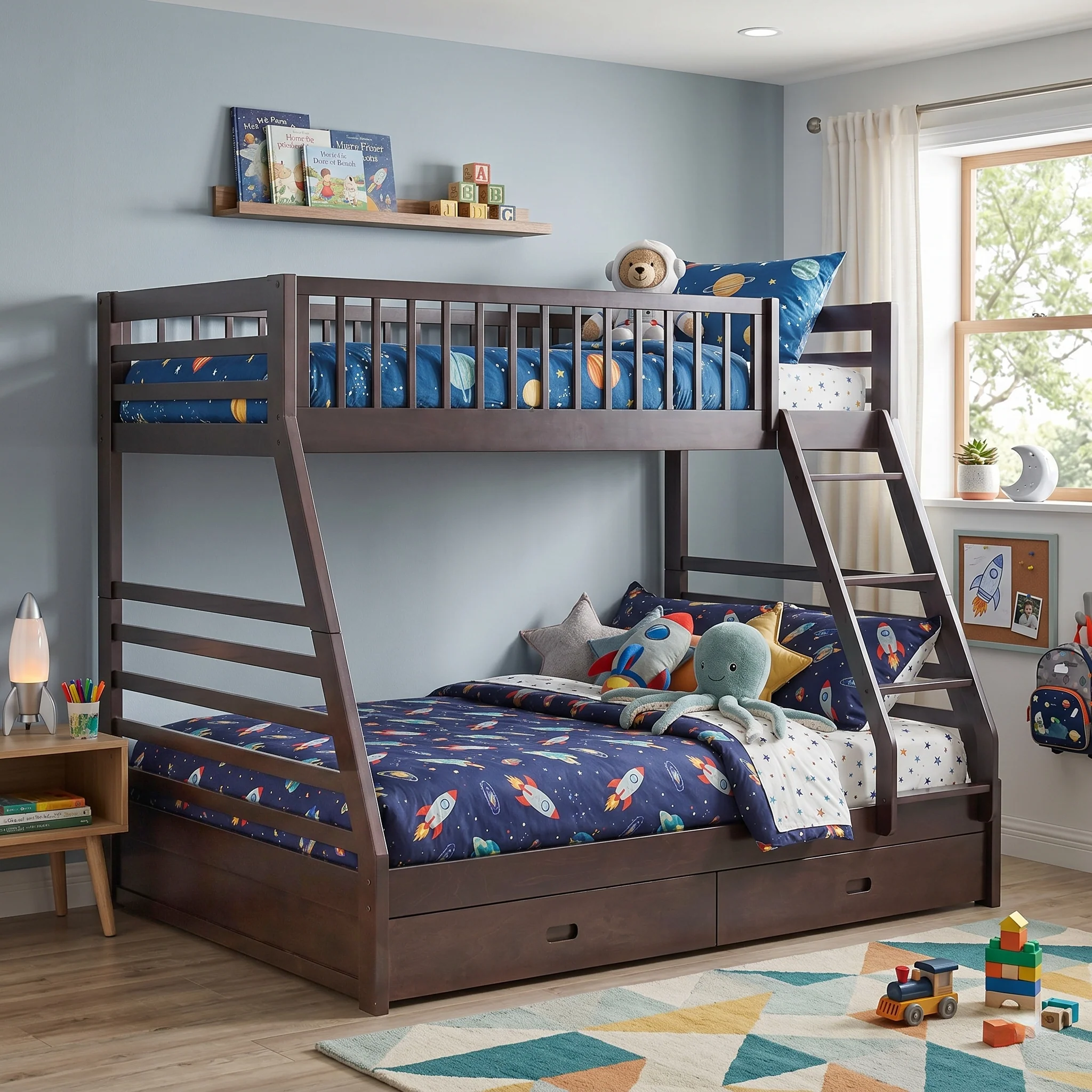 Espresso Twin Over Full Bunk Bed with Storage Drawers