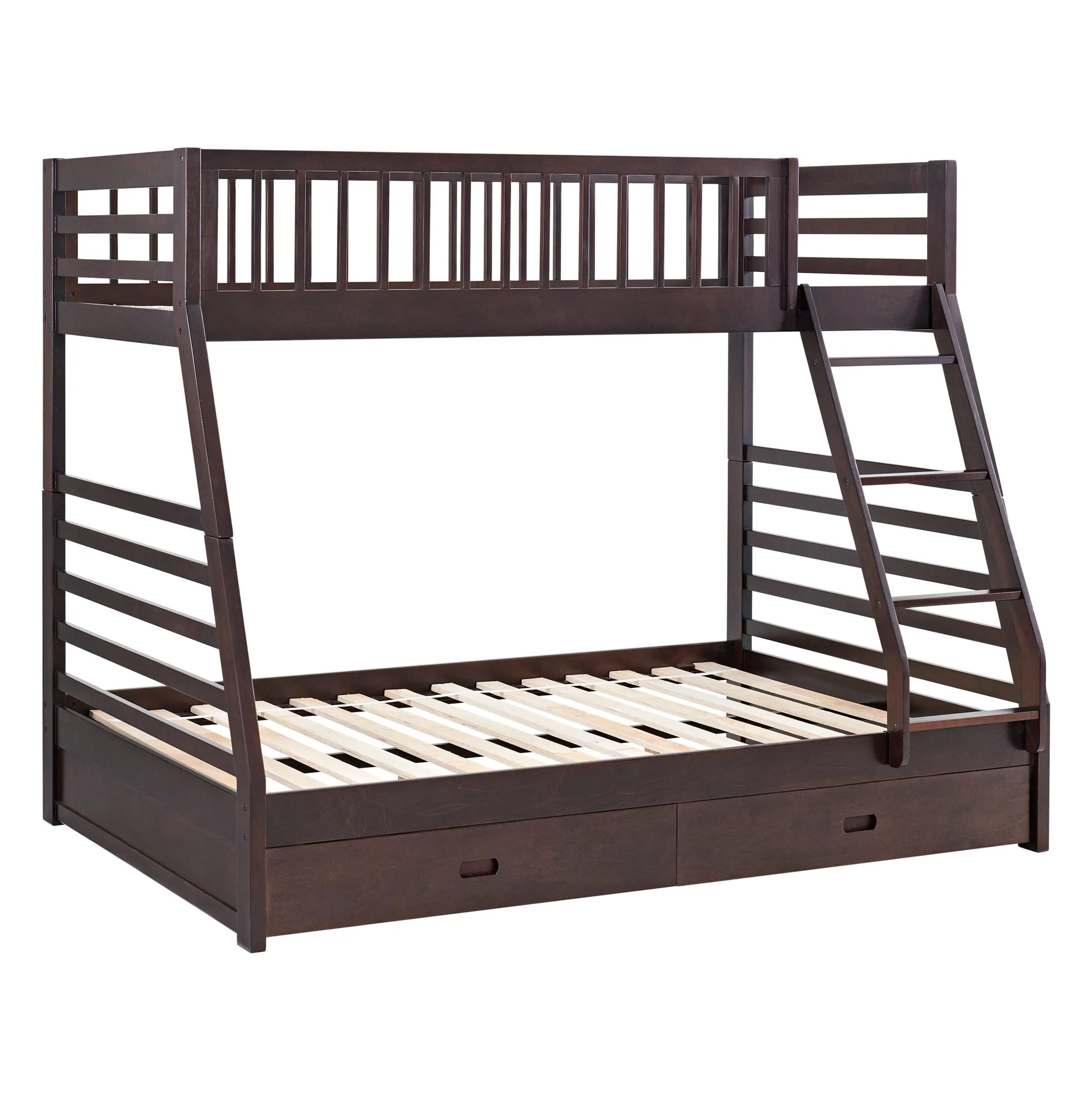 Espresso Twin Over Full Bunk Bed with Storage Drawers