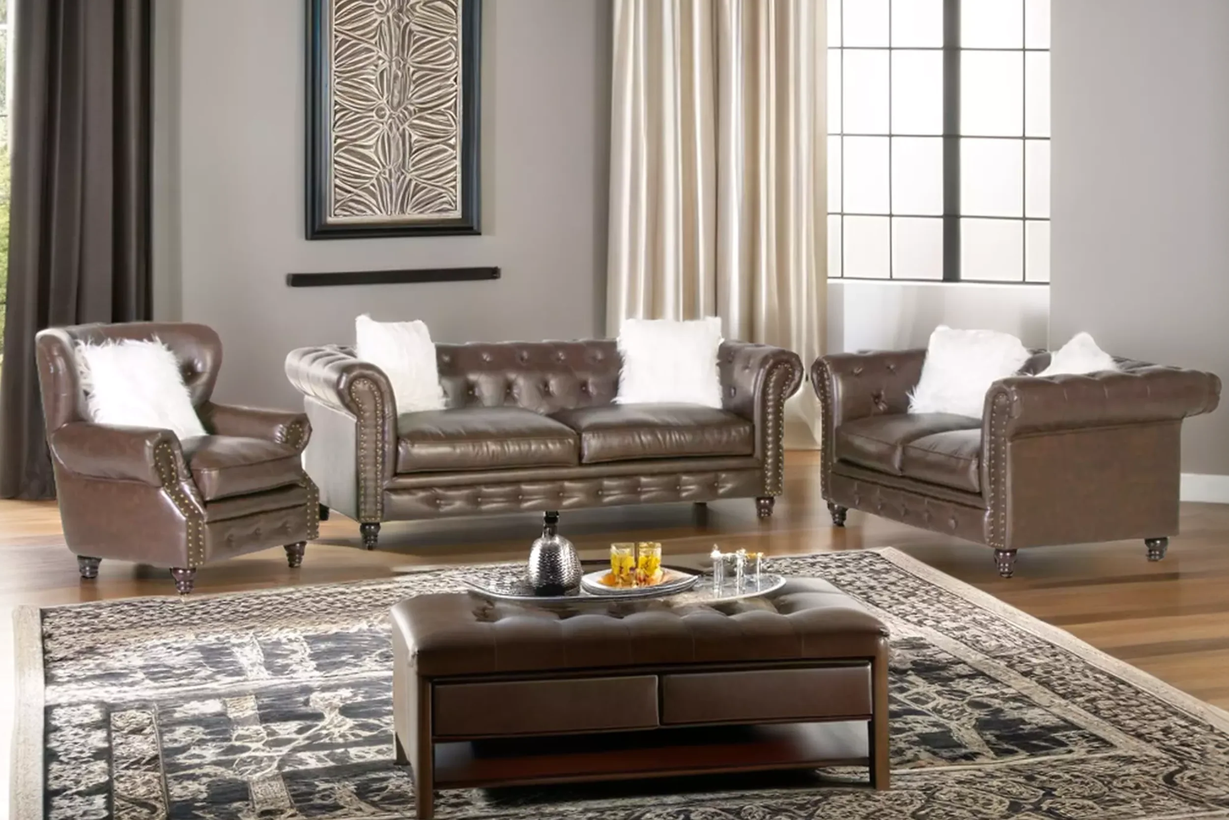 3004-brown-leather-chesterfield-3-piece-living-room-set-sofa-loveseat-chair-1.webp Brown Leather Chesterfield 3-Piece Living Room Set (Sofa, Loveseat & Chair)