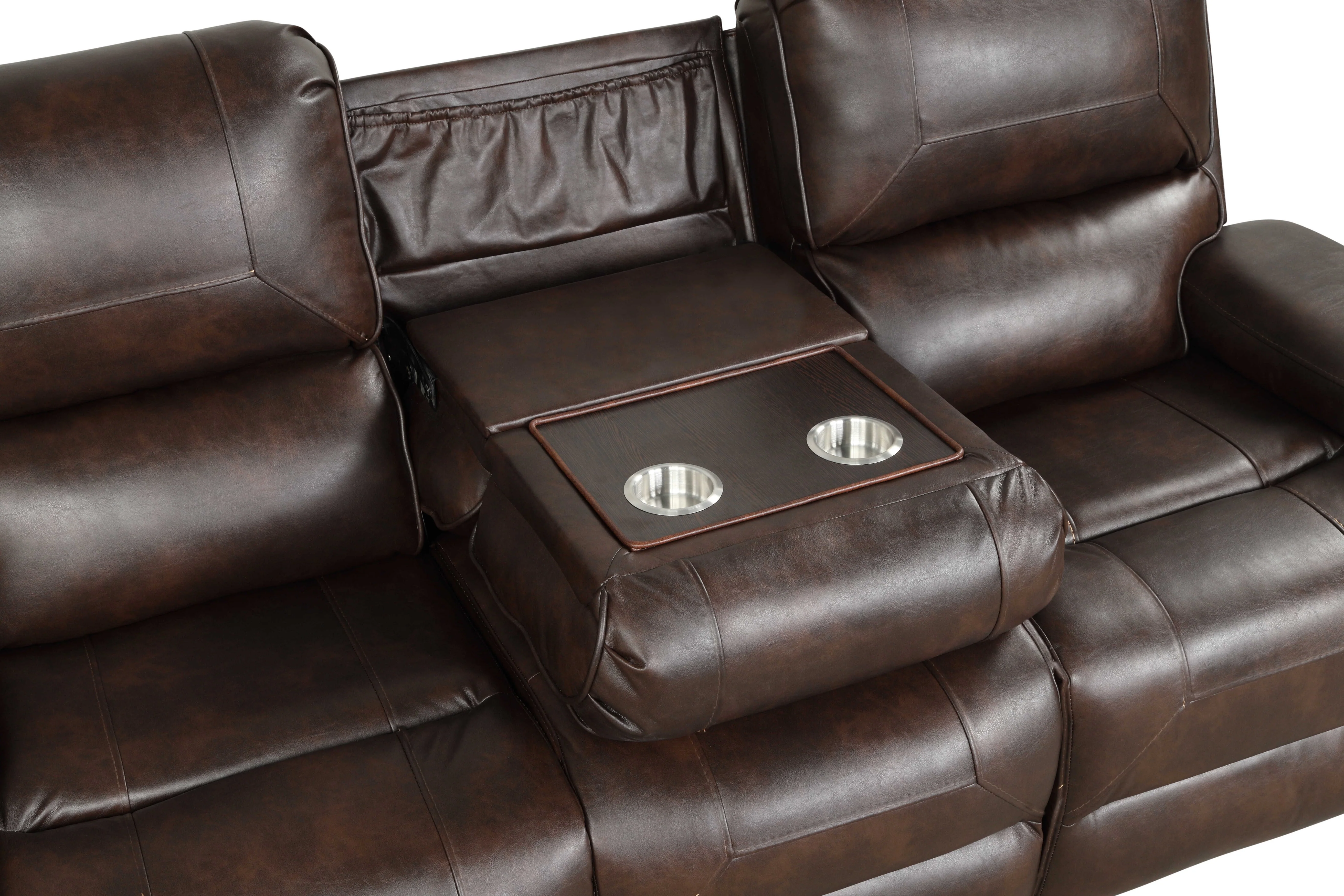 Brown Air-Leather 3-Piece Power Reclining Living Room Set