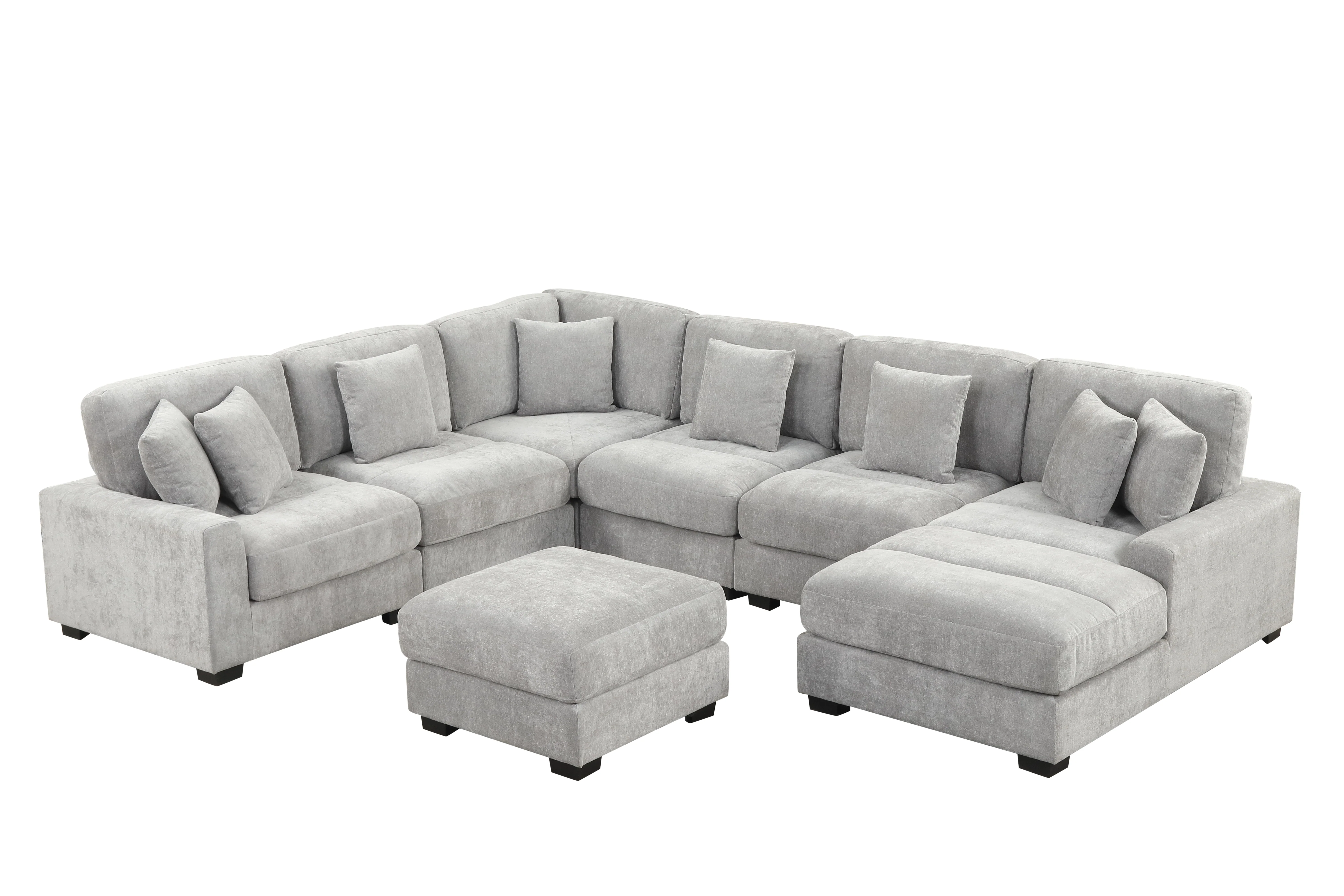 3030-5-piece-modern-grey-chenille-modular-sectional-with-chaise-ottoman-2.webp 5-Piece Modern Grey Chenille Modular Sectional with Chaise & Ottoman
