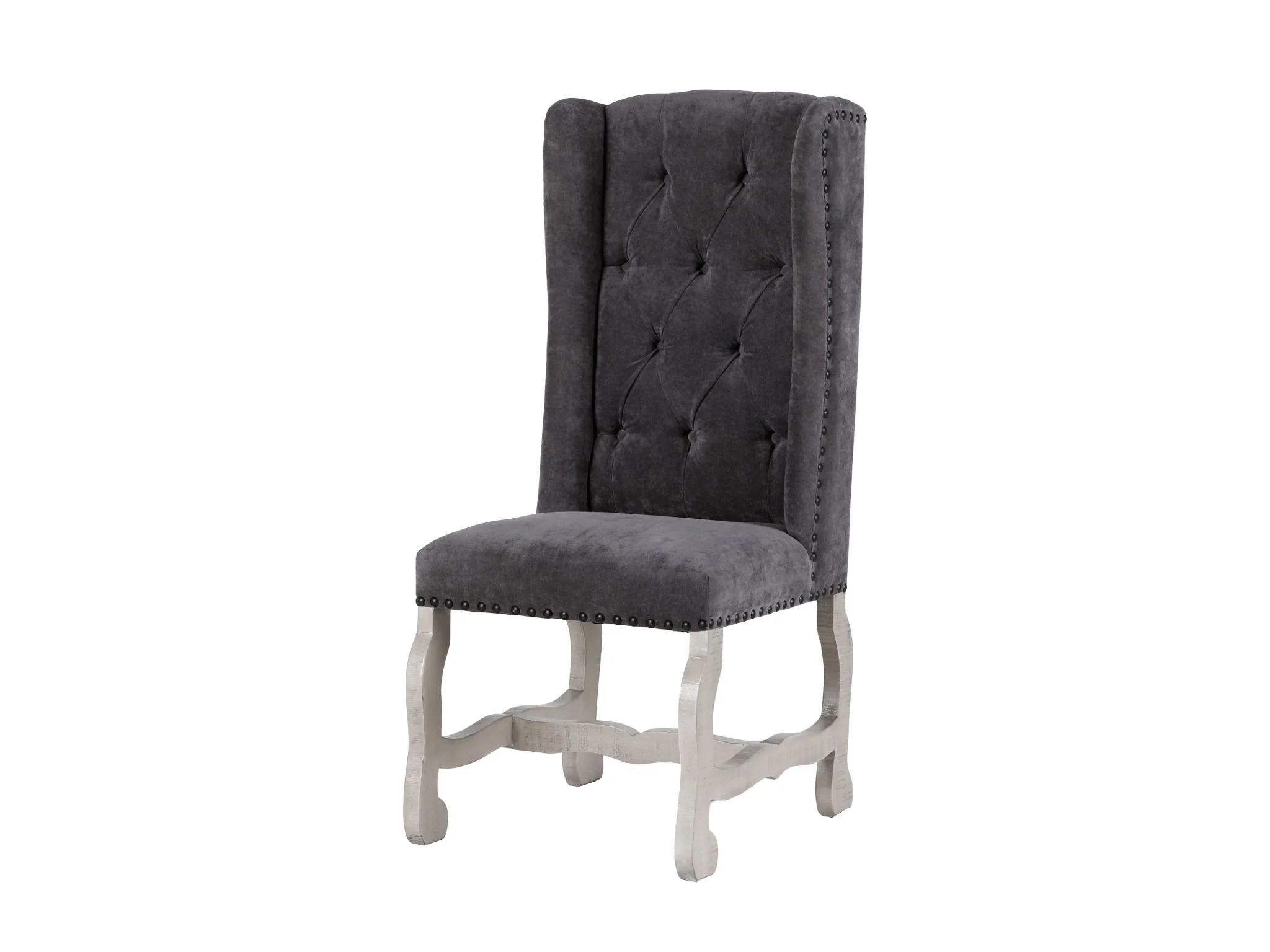 Aspen Grey 7-Piece Solid Wood Dining Room Set with Tufted Wingback Chairs