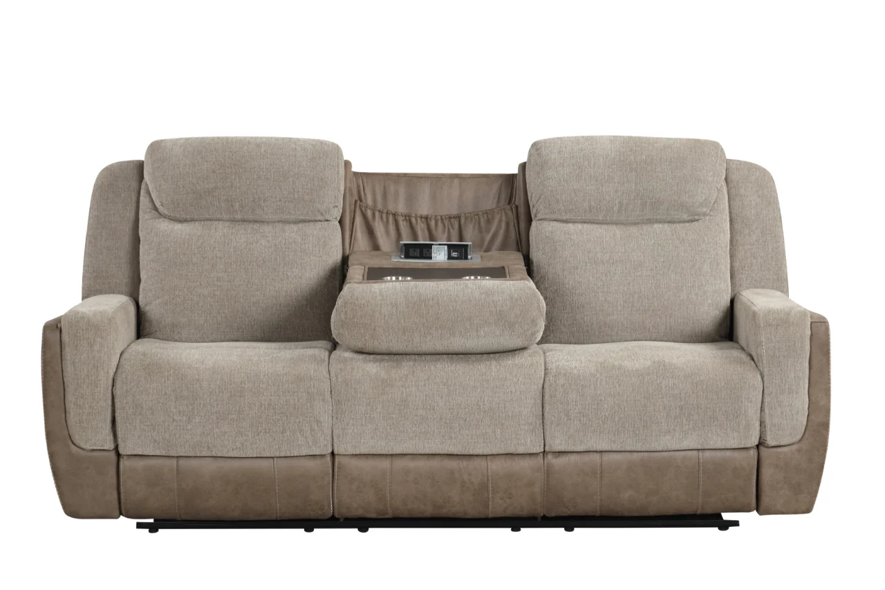 Brown Power Reclining 3-Piece Living Room Set with USB Charging – Sofa, Loveseat & Recliner