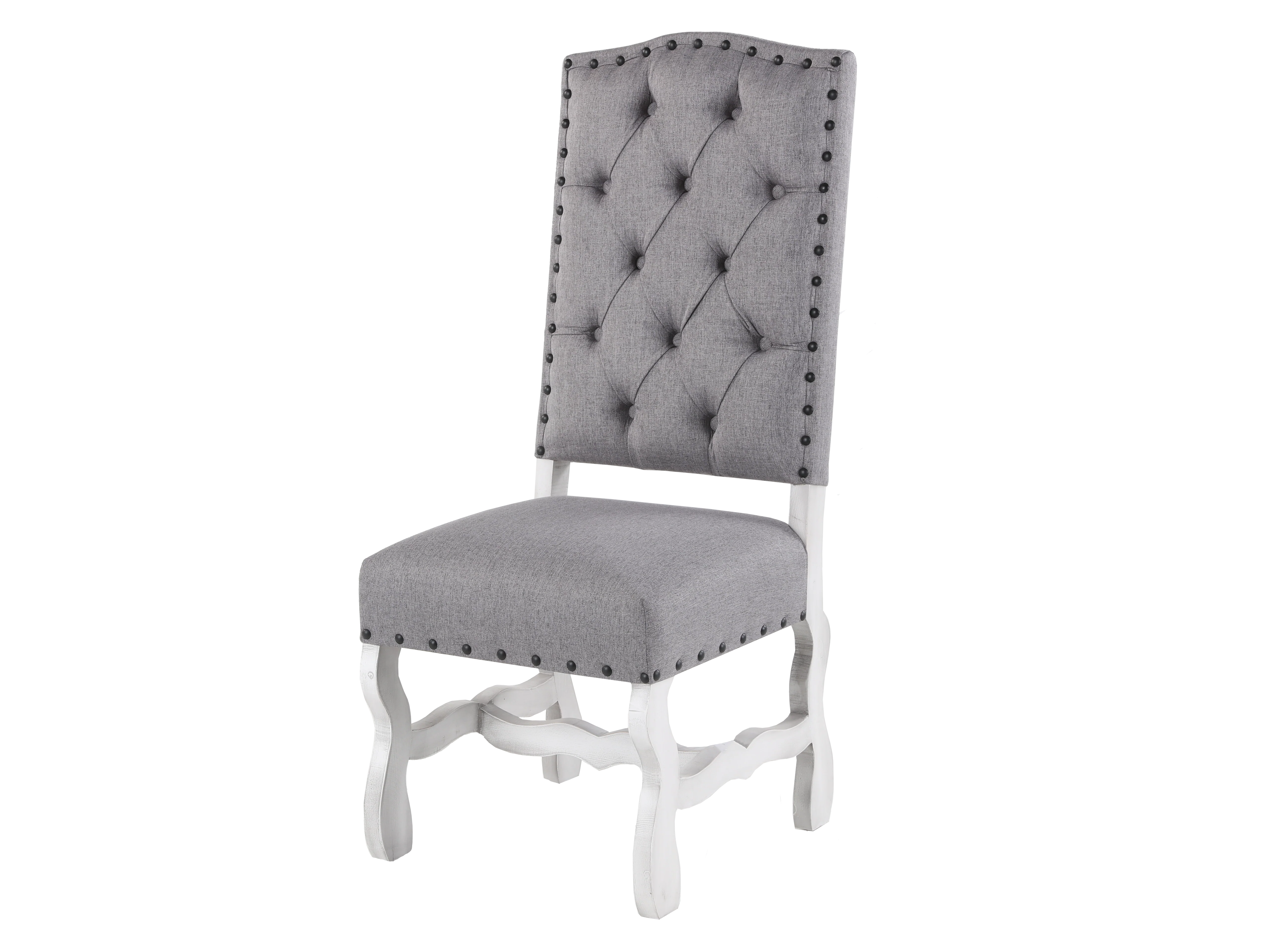 3057-7-piece-white-trestle-dining-set-with-6-tufted-high-back-chairs-gray-5.webp 7-Piece White Trestle Dining Set with 6 Tufted High-Back Chairs (Gray)
