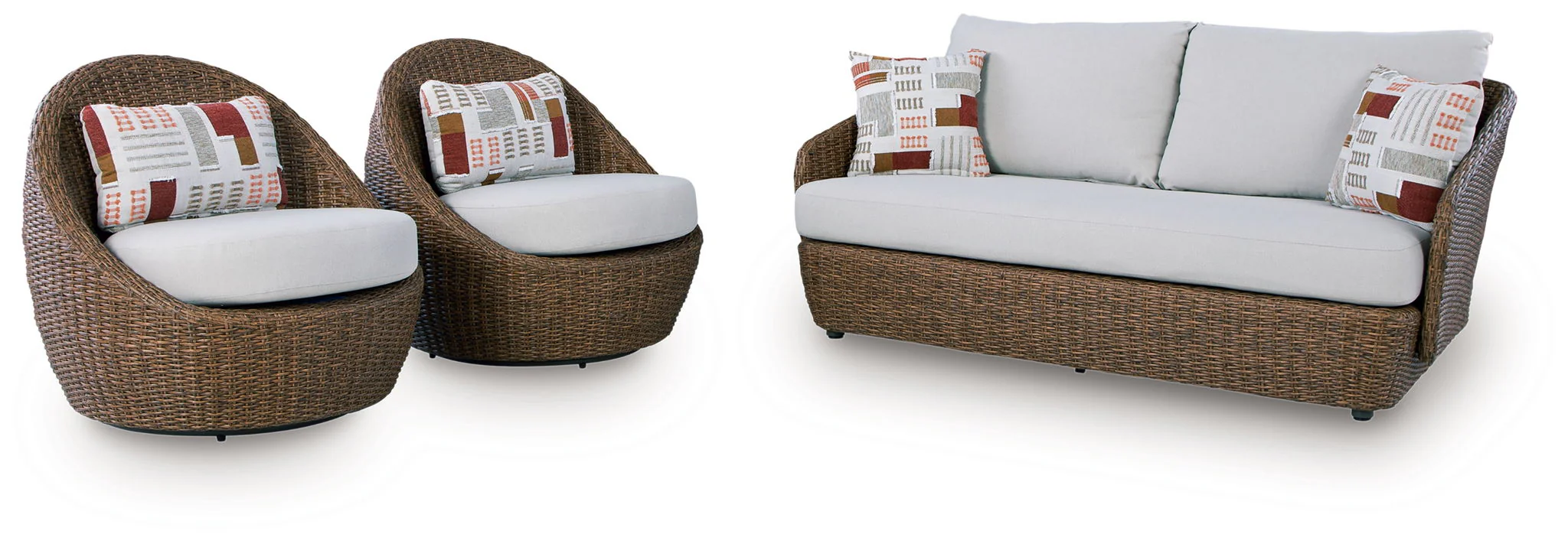 Double Point - Loveseat, Swivel Chairs Set (Set of 3) - Beige