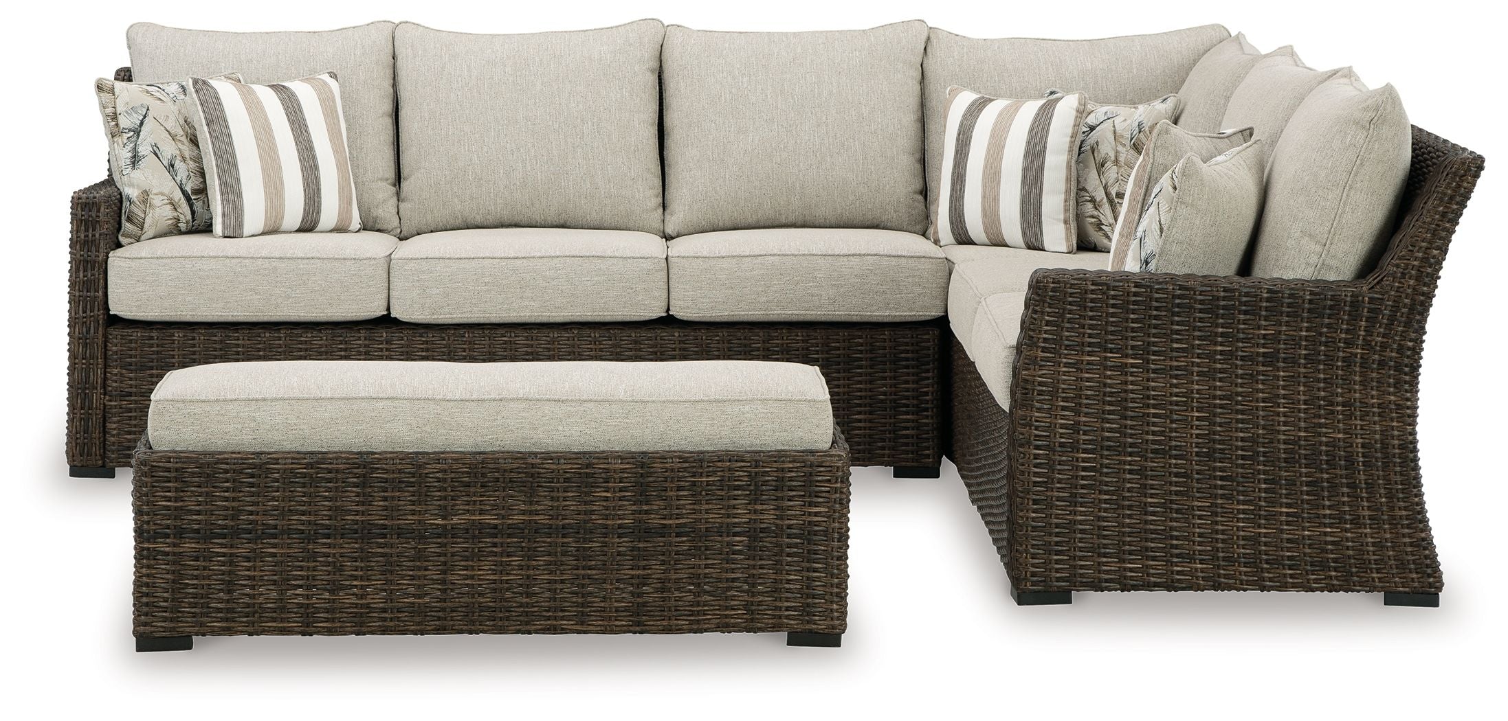 3069-brook-ranch-sofa-sectional-bench-with-cushion-set-of-3-brown-3.jpg Brook Ranch - Sofa Sectional, Bench With Cushion (Set of 3) - Brown