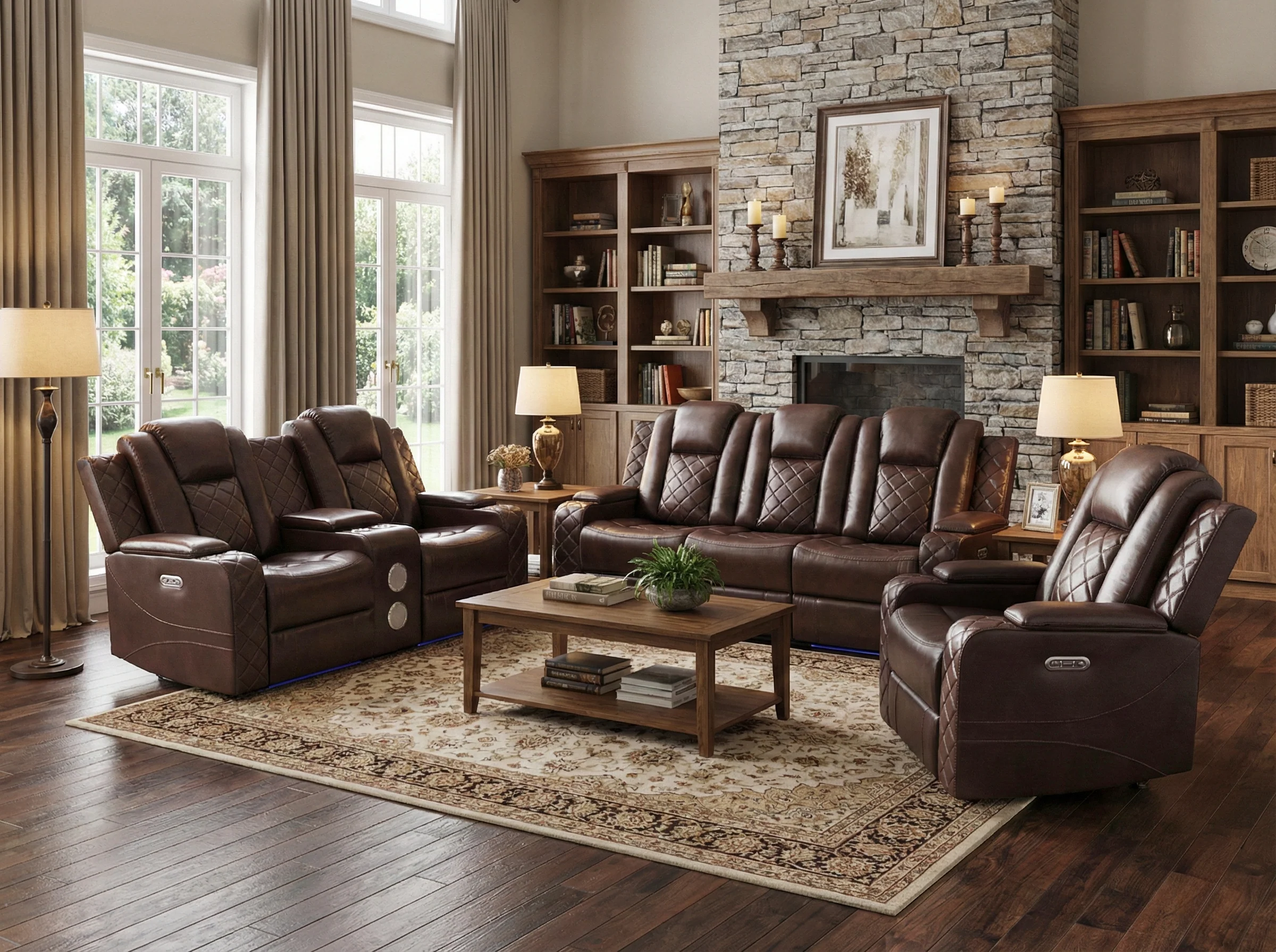 3072-brown-3-piece-power-reclining-living-room-set-w-power-headrests-led-usb-console-audio-1.webp Brown 3 Piece Power Reclining Living Room Set w/ Power Headrests, LED, USB & Console Audio