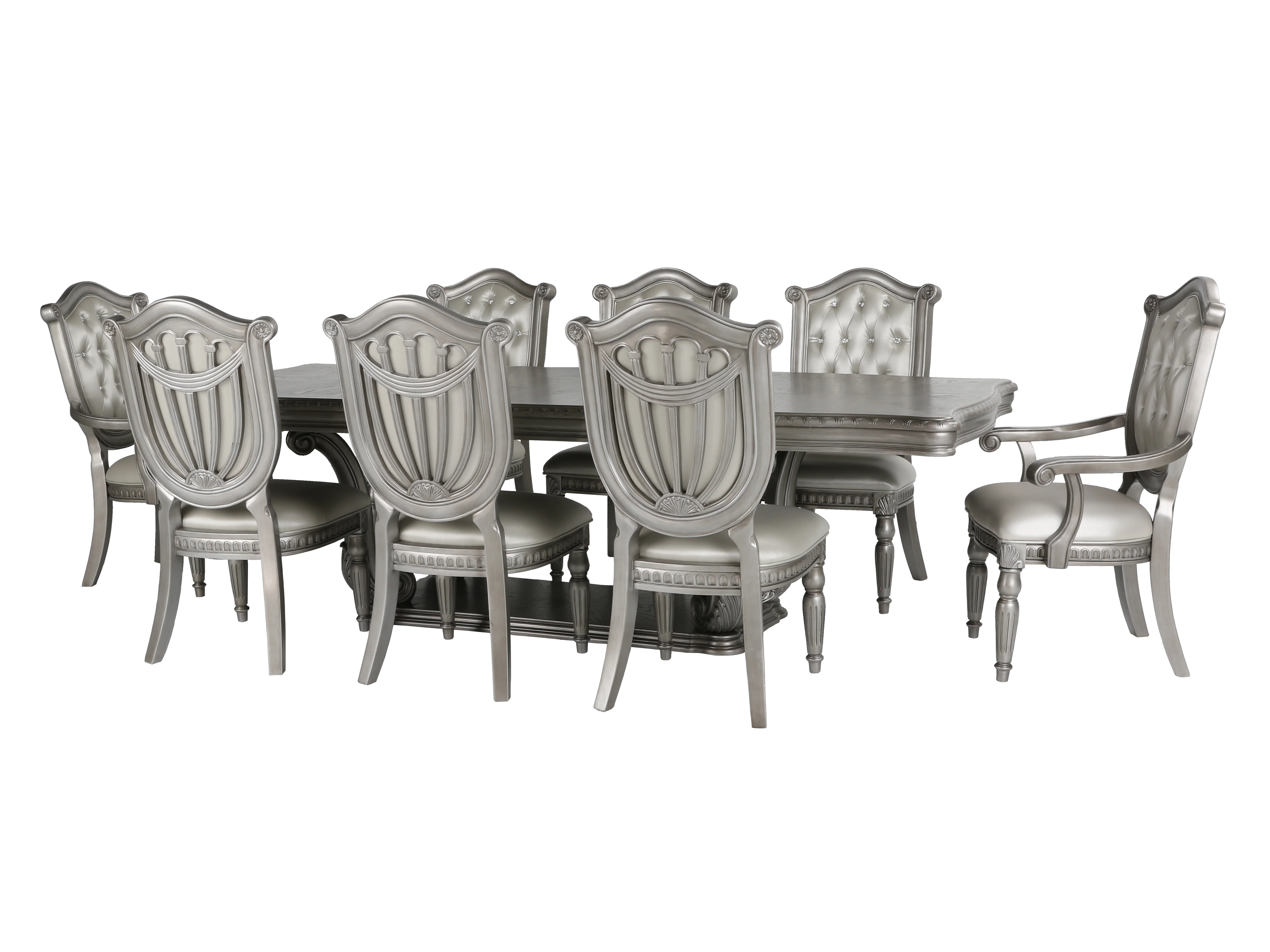 3081-9-piece-glam-silver-formal-dining-set-with-extension-table-1.webp 9-Piece Glam Silver Formal Dining Set with Extension Table