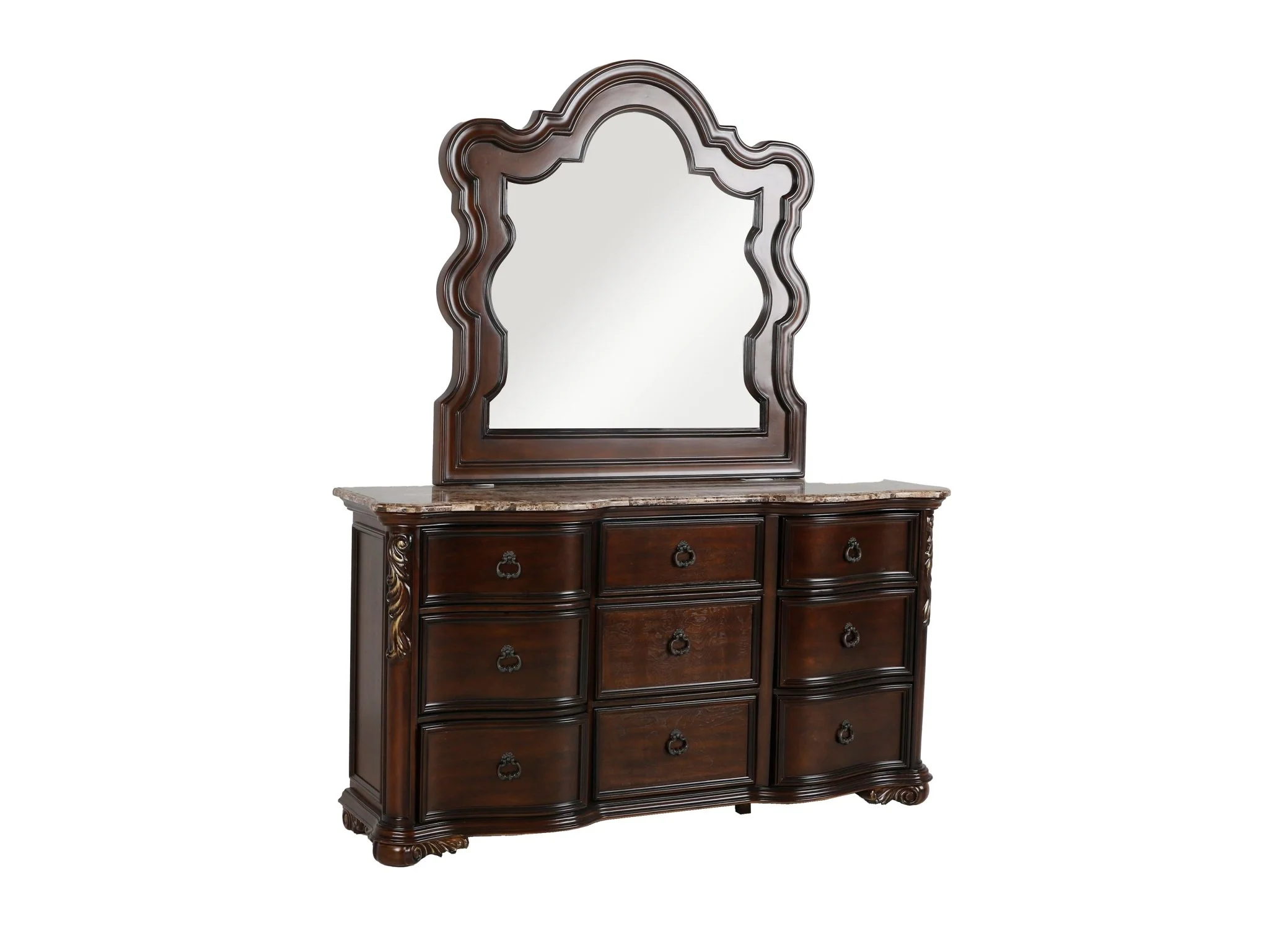Cherry 6-Piece Traditional Bedroom Set with Bed, Dresser, Mirror, & Nightstand