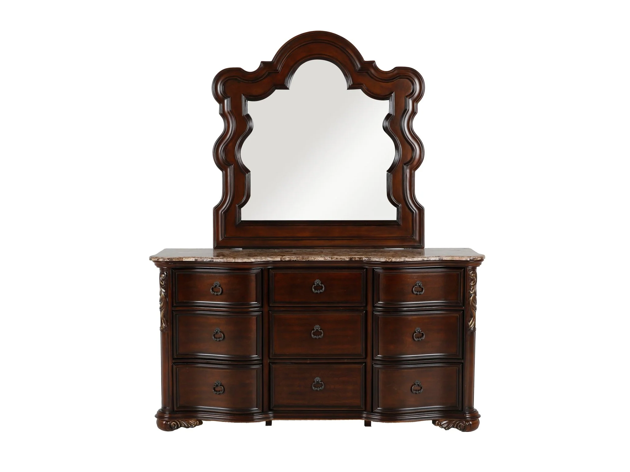 Cherry 6-Piece Traditional Bedroom Set with Bed, Dresser, Mirror, & Nightstand