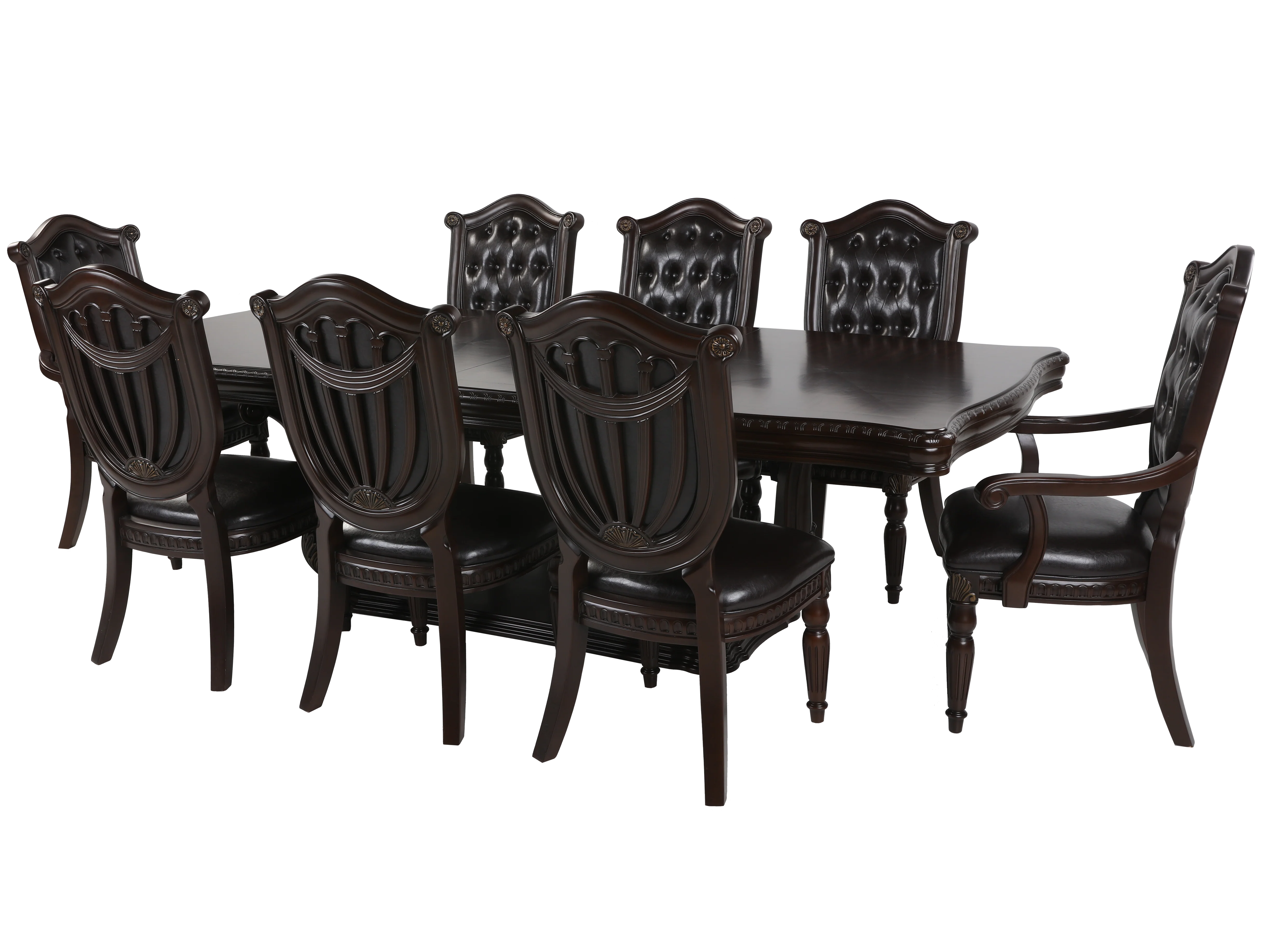 9-Piece Dark Cherry Formal Dining Set with Shield Back Chairs
