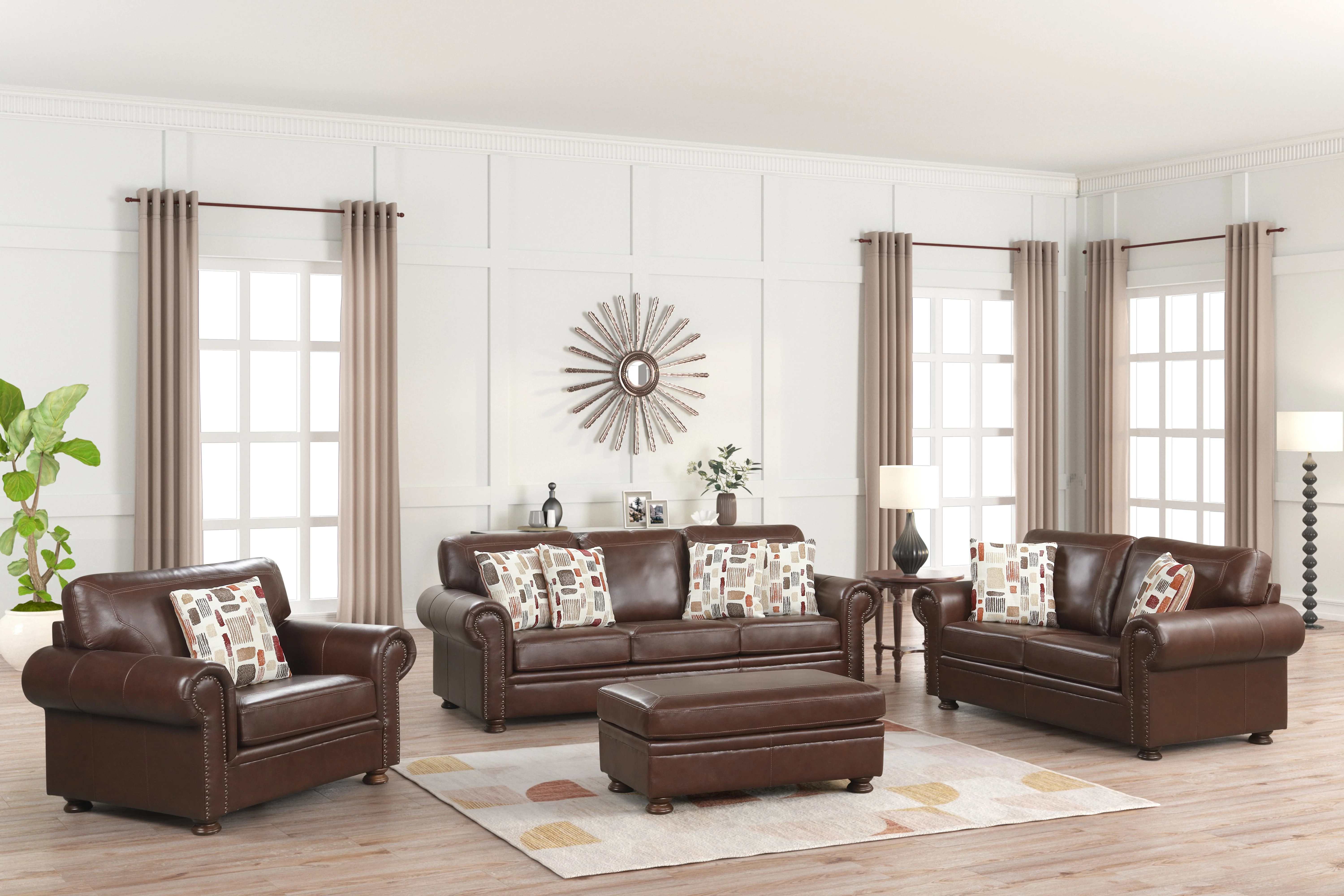 3114-brown-top-grain-leather-4-piece-living-room-set-with-sofa-loveseat-chair-ottoman-1.webp Brown Top-Grain Leather 4-Piece Living Room Set with Sofa, Loveseat, Chair & Ottoman