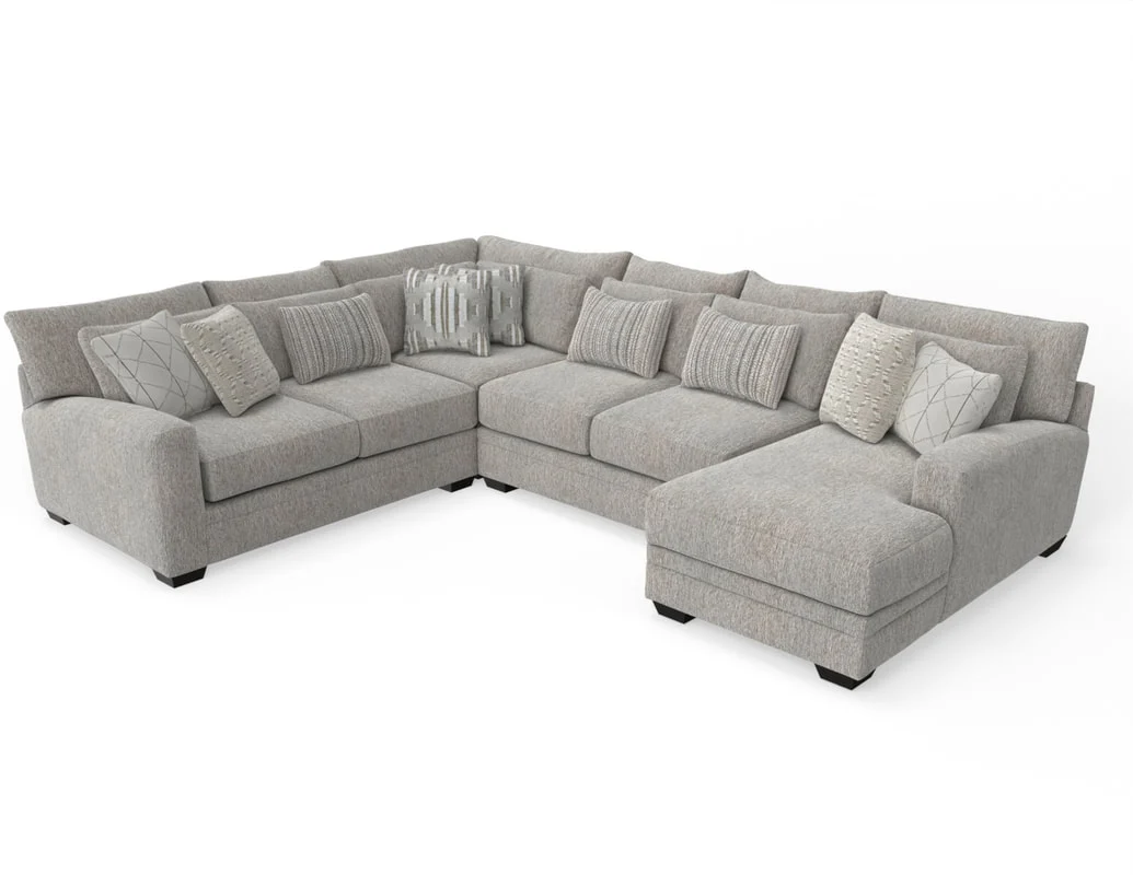 Modern Light Gray 3 Piece L-Shaped Sectional Sofa with RAF Chaise