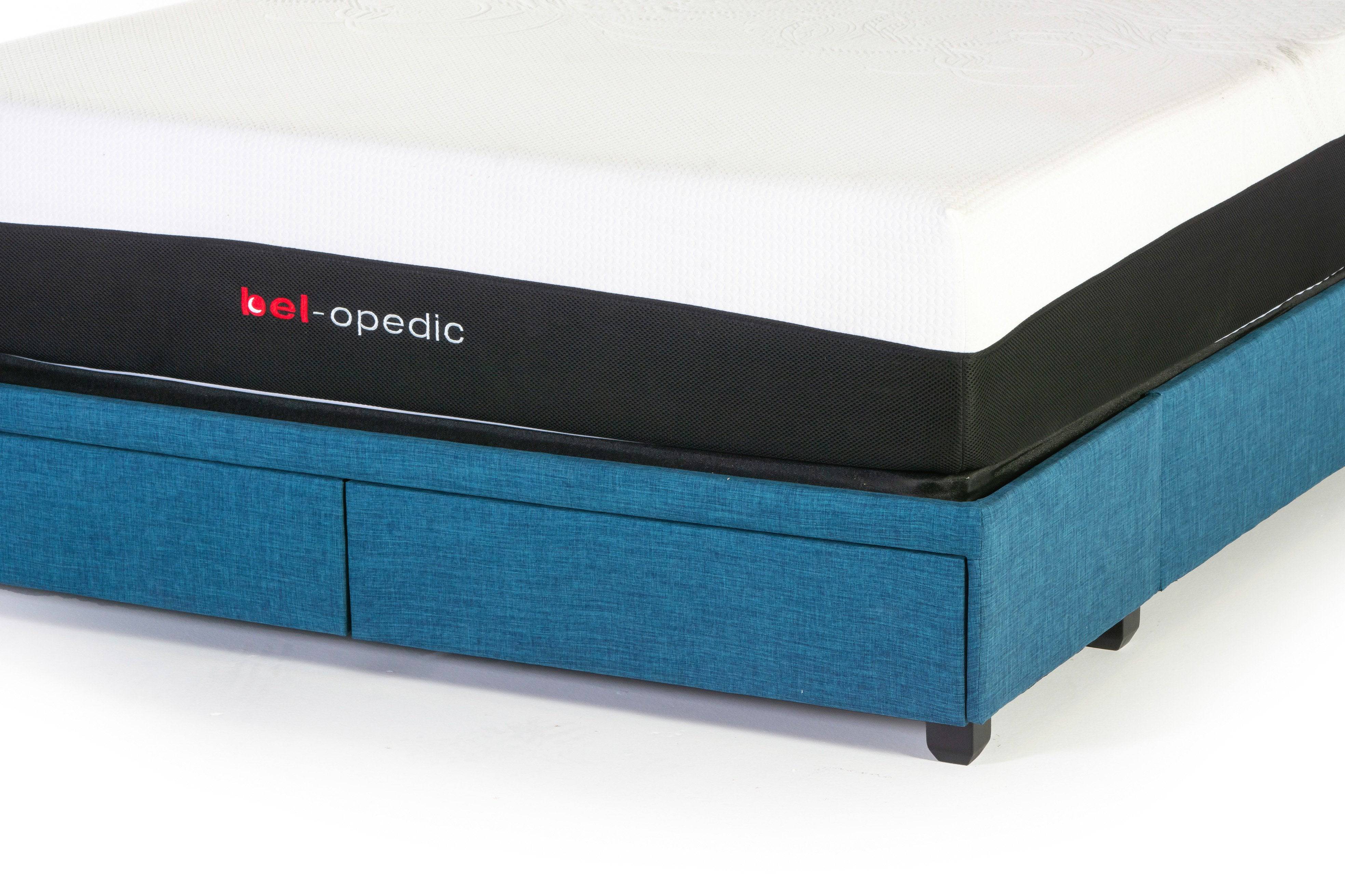 Blue Tufted Upholstered Storage Platform Bed with Drawers