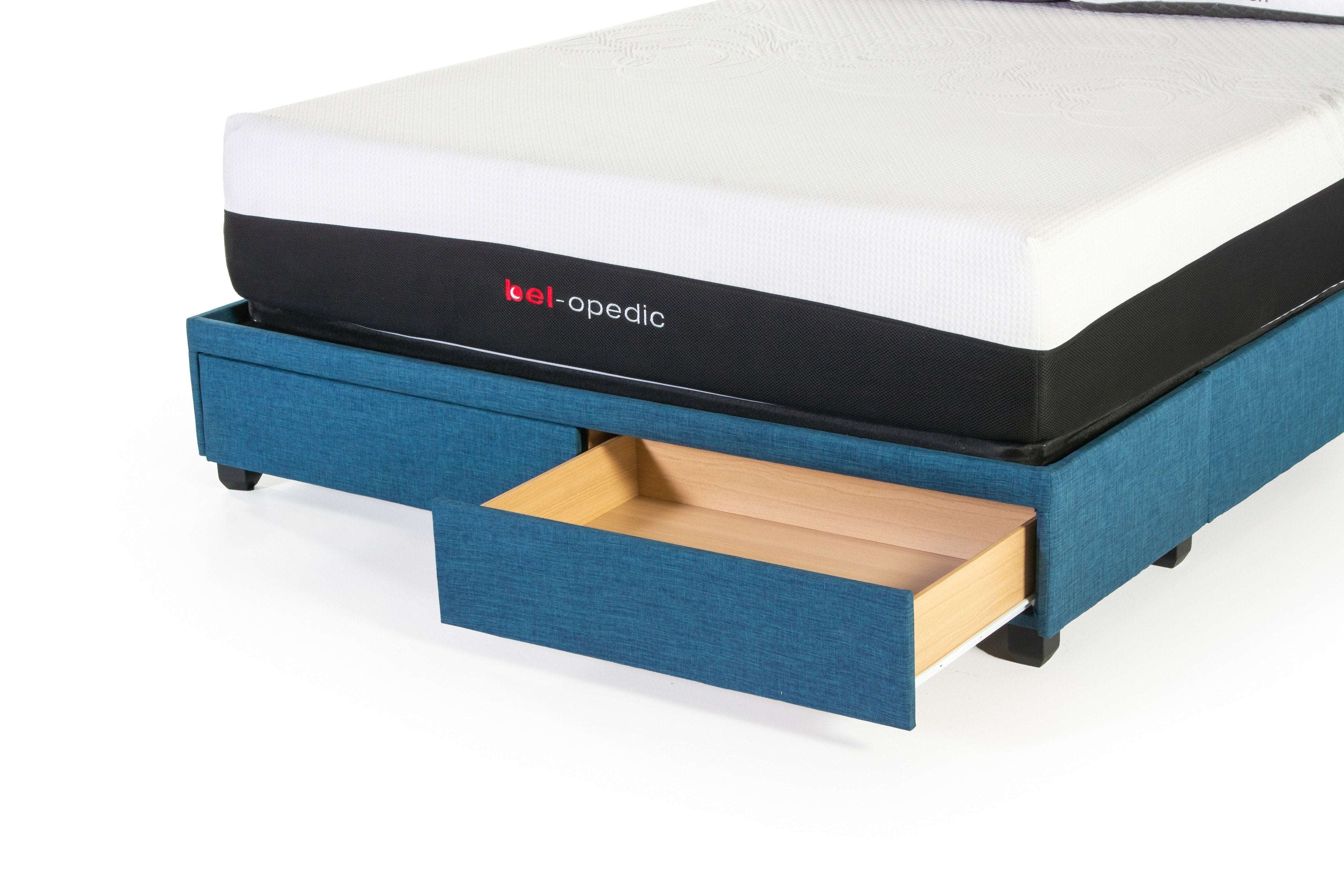 Blue Tufted Upholstered Storage Platform Bed with Drawers