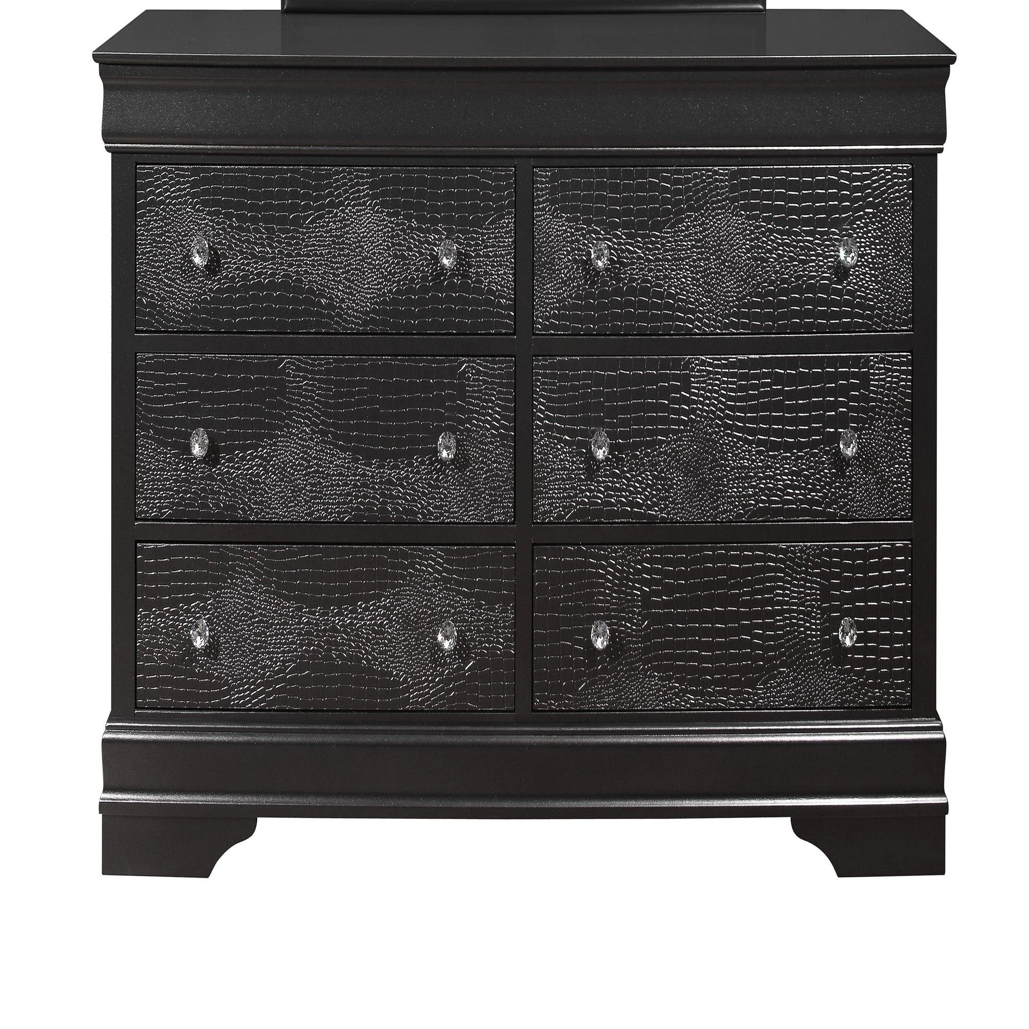 Shaker - 5 Pieces Bedroom Set With Crystal Inspired Tufted Headboard And LED Lighting