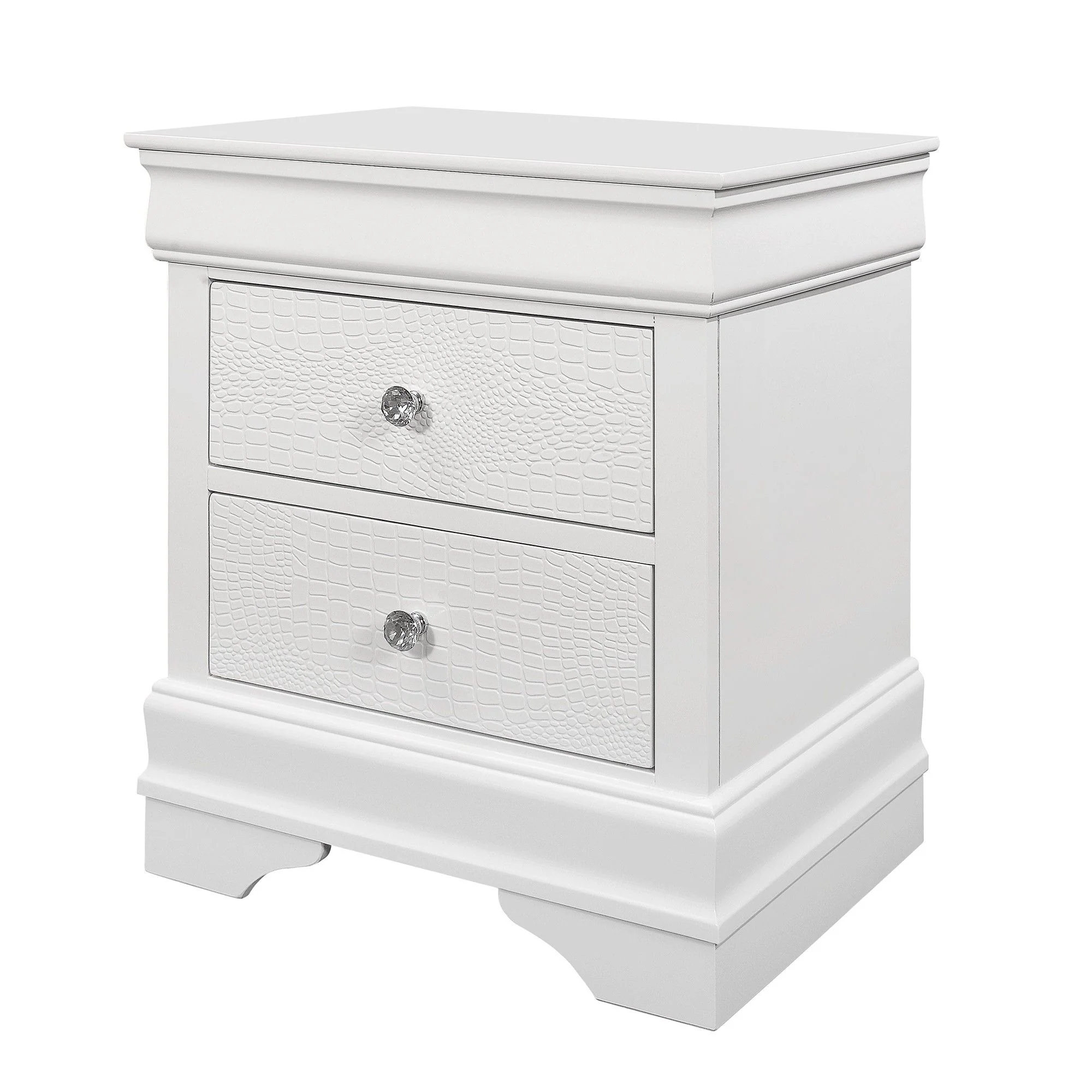 Shaker - 5 Pieces Bedroom Set With Crystal Inspired Tufted Headboard And LED Lighting