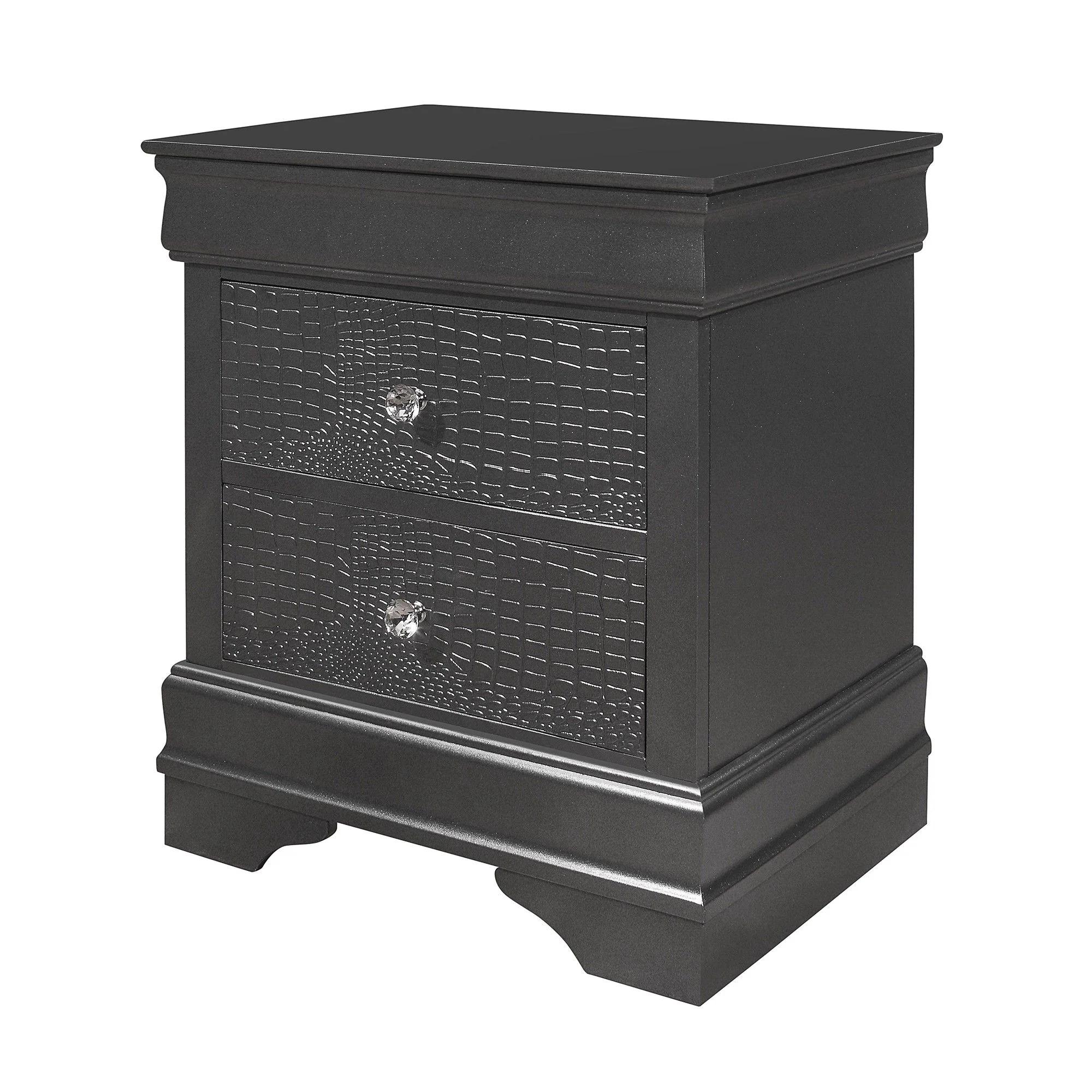 Shaker - 5 Pieces Bedroom Set With Crystal Inspired Tufted Headboard And LED Lighting