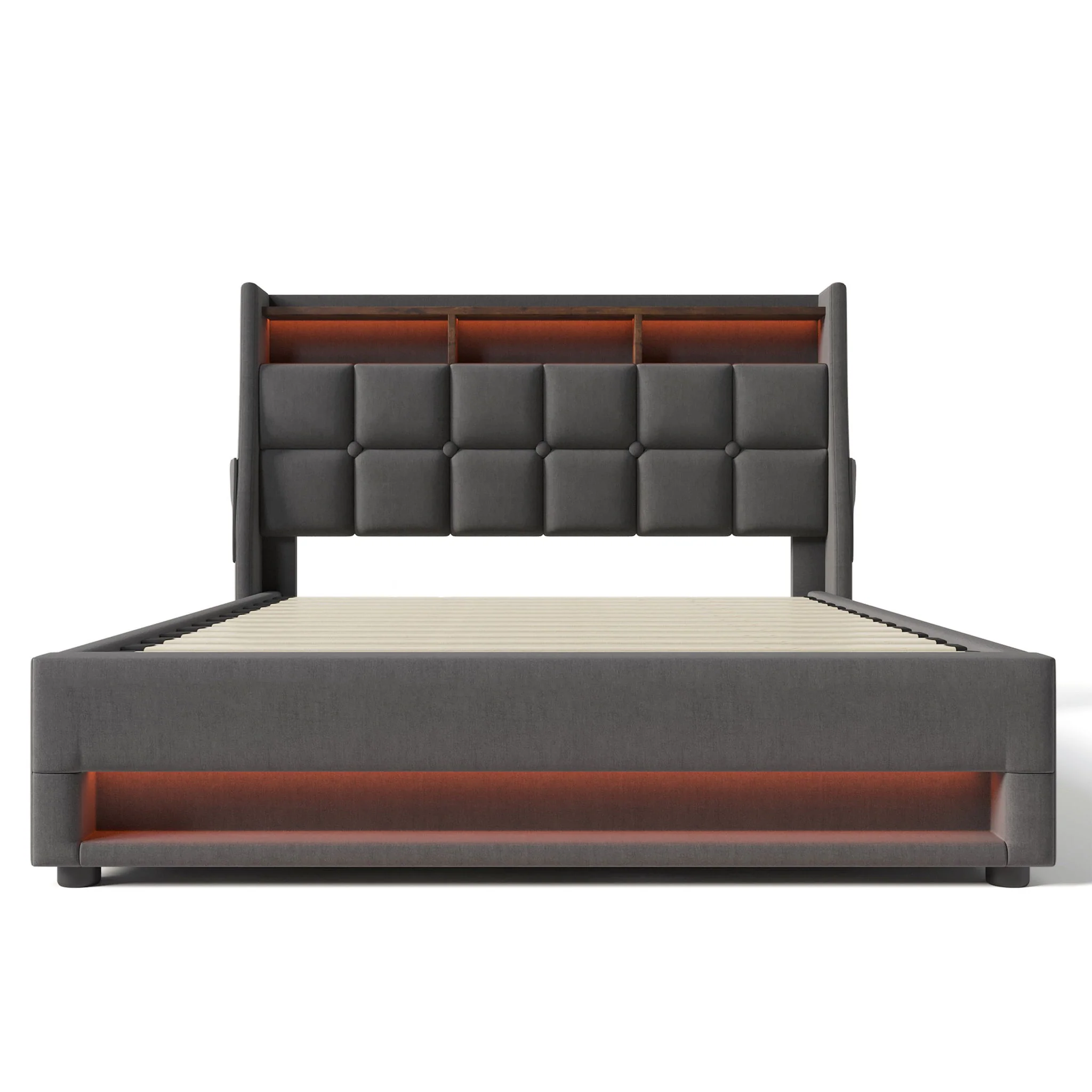 3623-upholstered-platform-bed-with-a-hydraulic-storage-system-led-and-usb-charging-without-mattress-13.webp Upholstered Platform Bed With A Hydraulic Storage System, LED And USB Charging (Without Mattress)